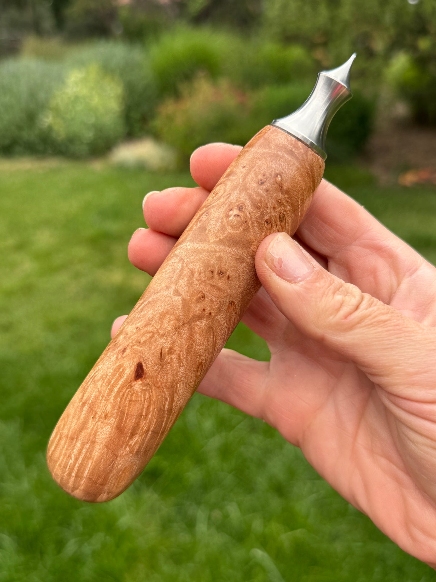 #95 - Maple Burl Ice Breaker/Pick with Fox Turquoise Cabochon