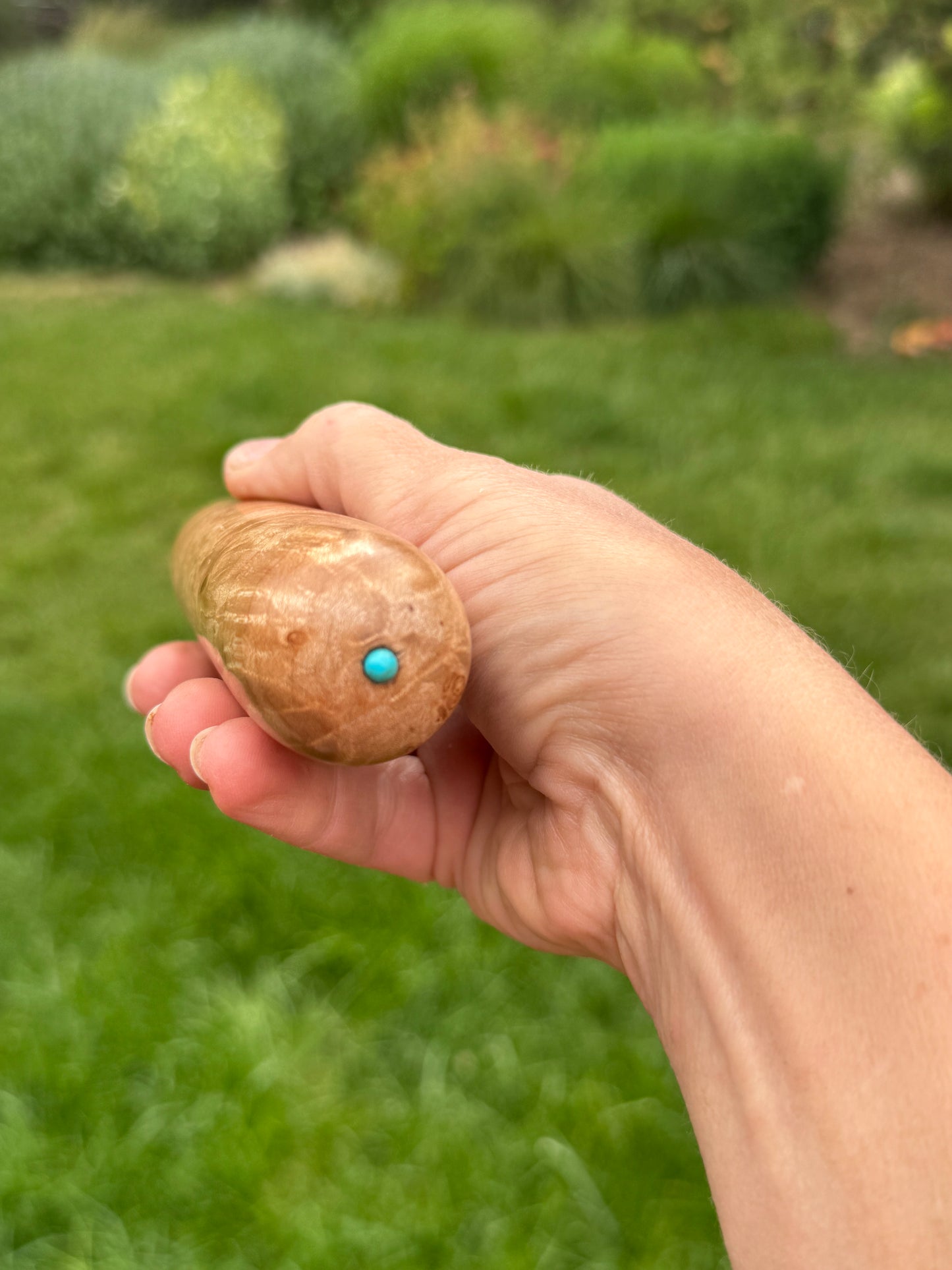 #95 - Maple Burl Ice Breaker/Pick with Fox Turquoise Cabochon