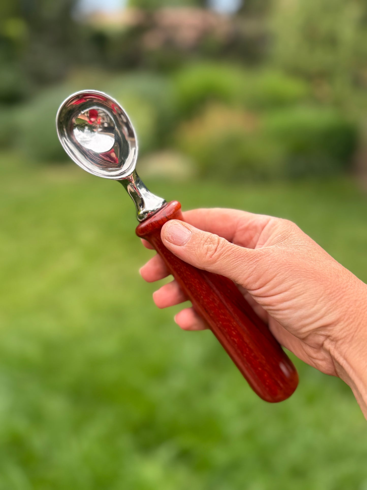#90 Padauk Ice Cream Scoop with Fox Turquoise Cabochon