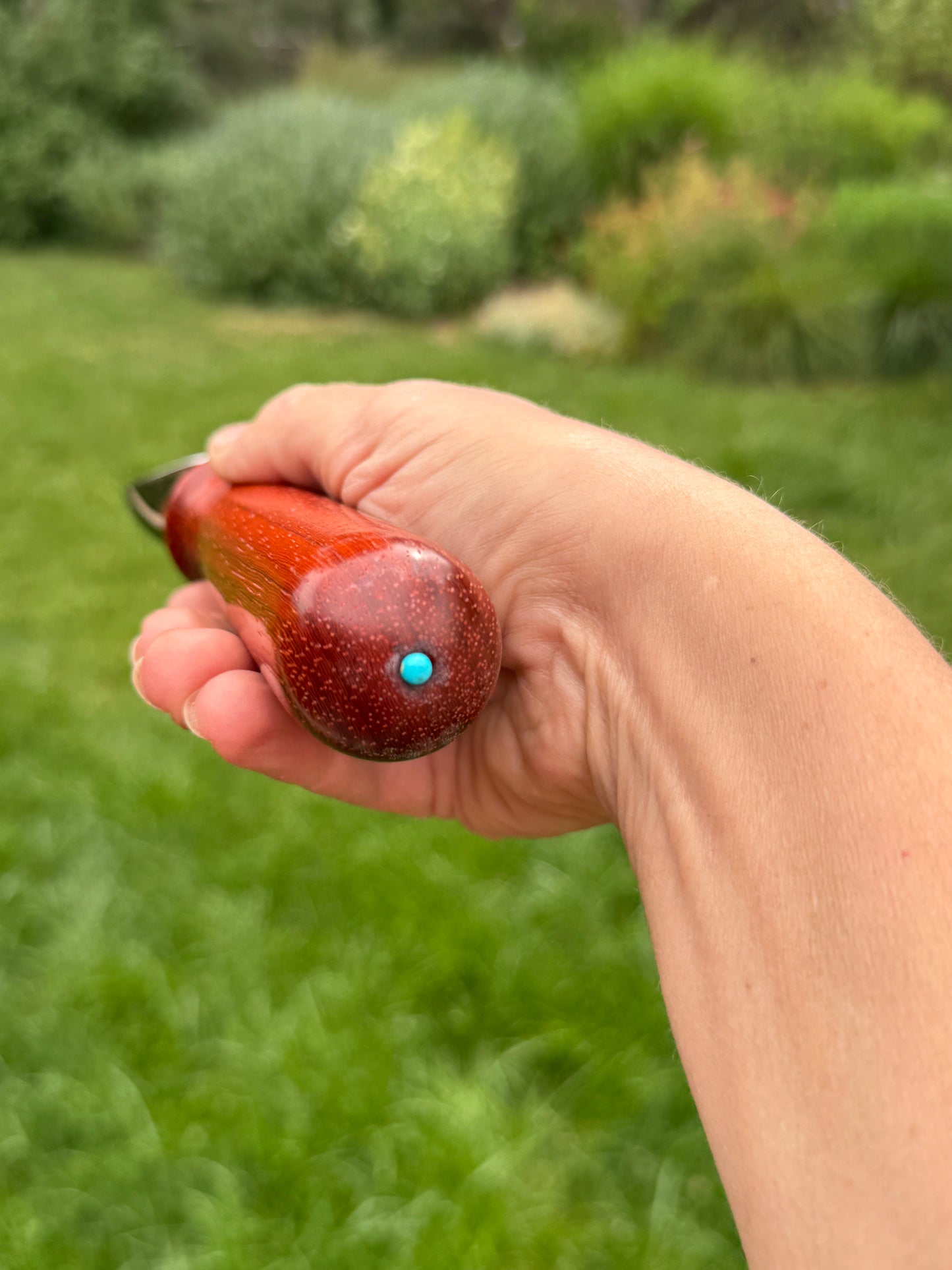 #90 Padauk Ice Cream Scoop with Fox Turquoise Cabochon