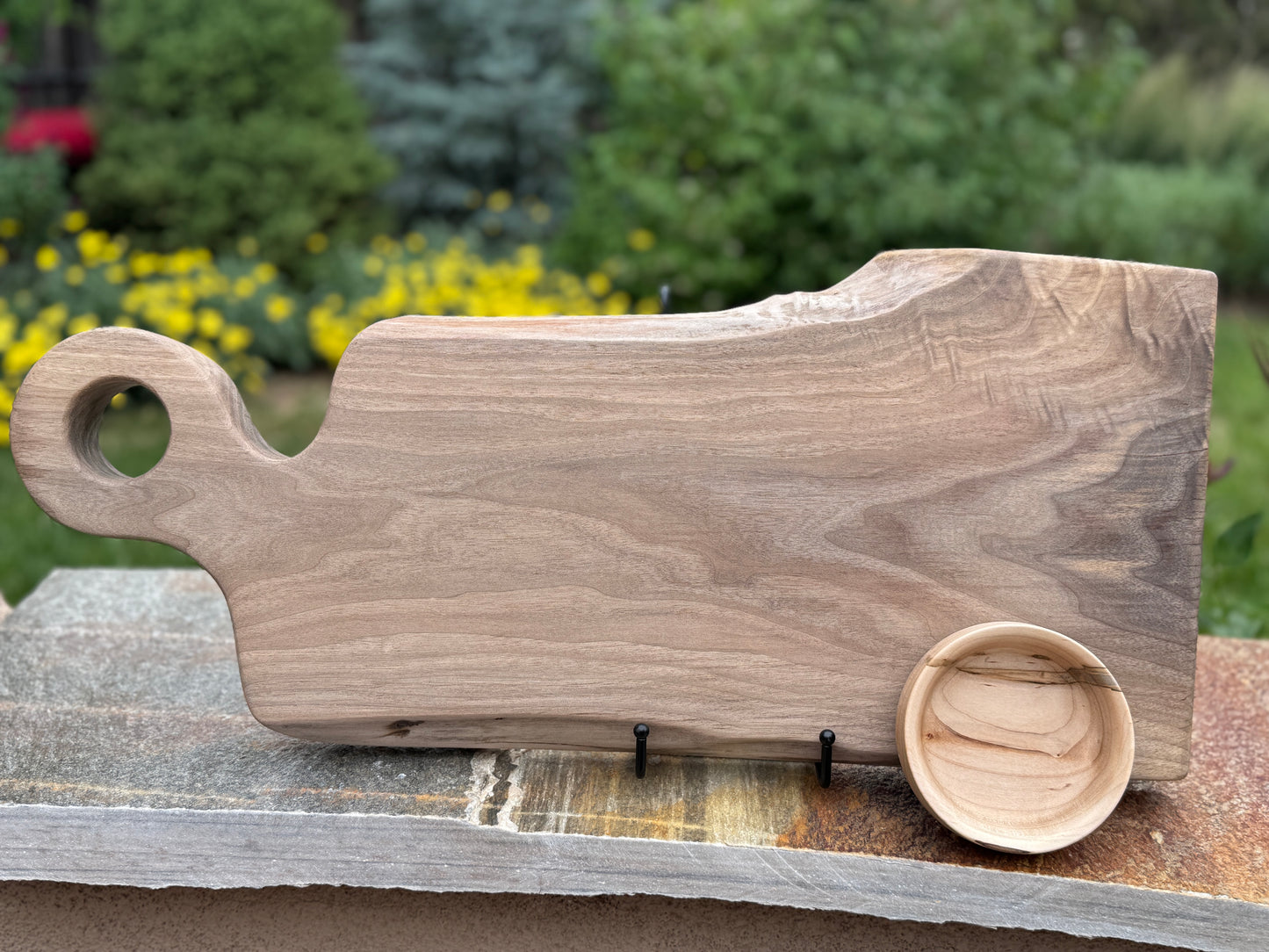 #68 Walnut Live-Edge Charcuterie Board & Ambrosia Maple Bowl