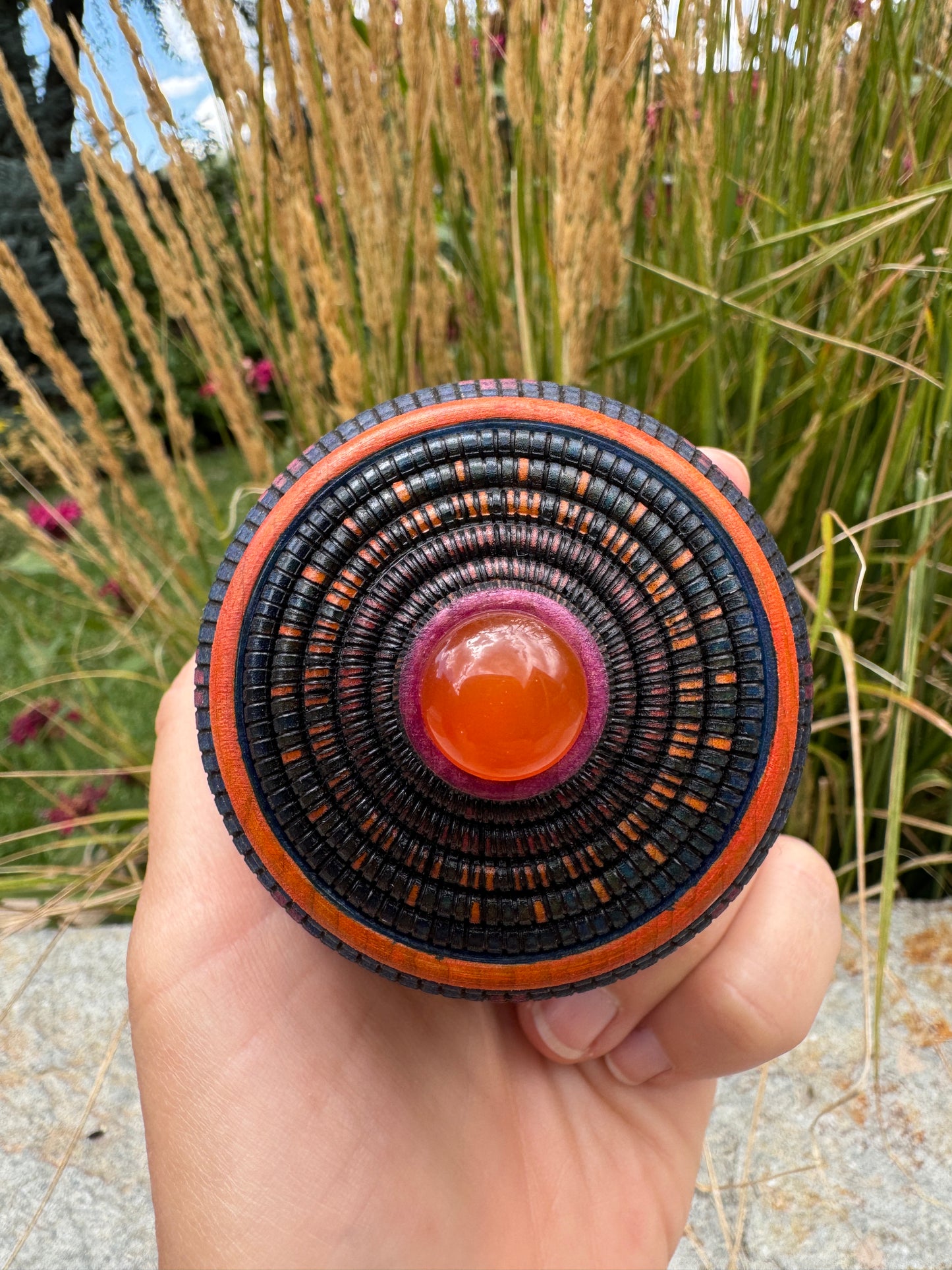 #118 - Zulu Herb Basket-Illusion Box - Orange, Blue and Pink