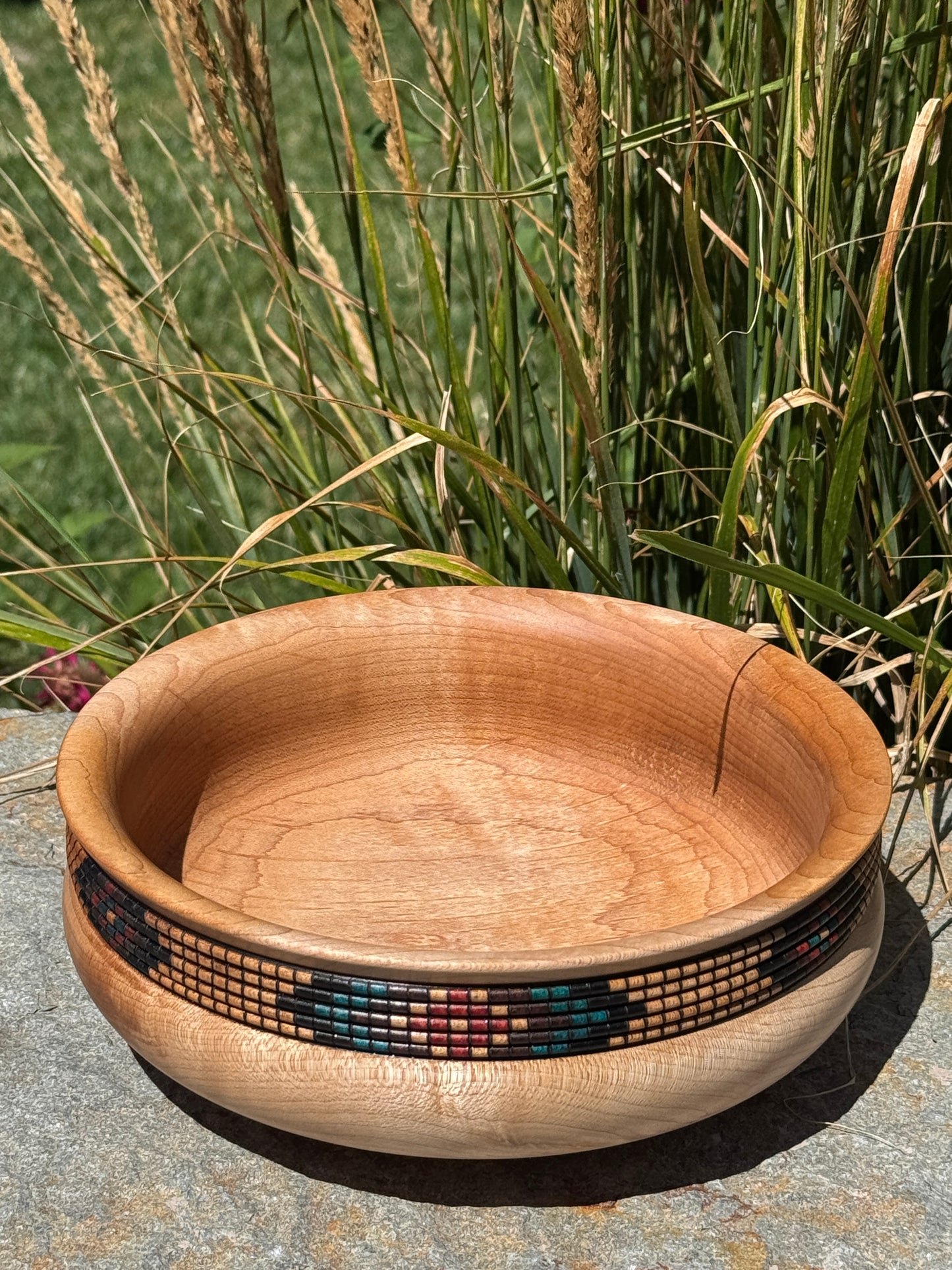 #122 - Basket Illusion Banded Maple Bowl