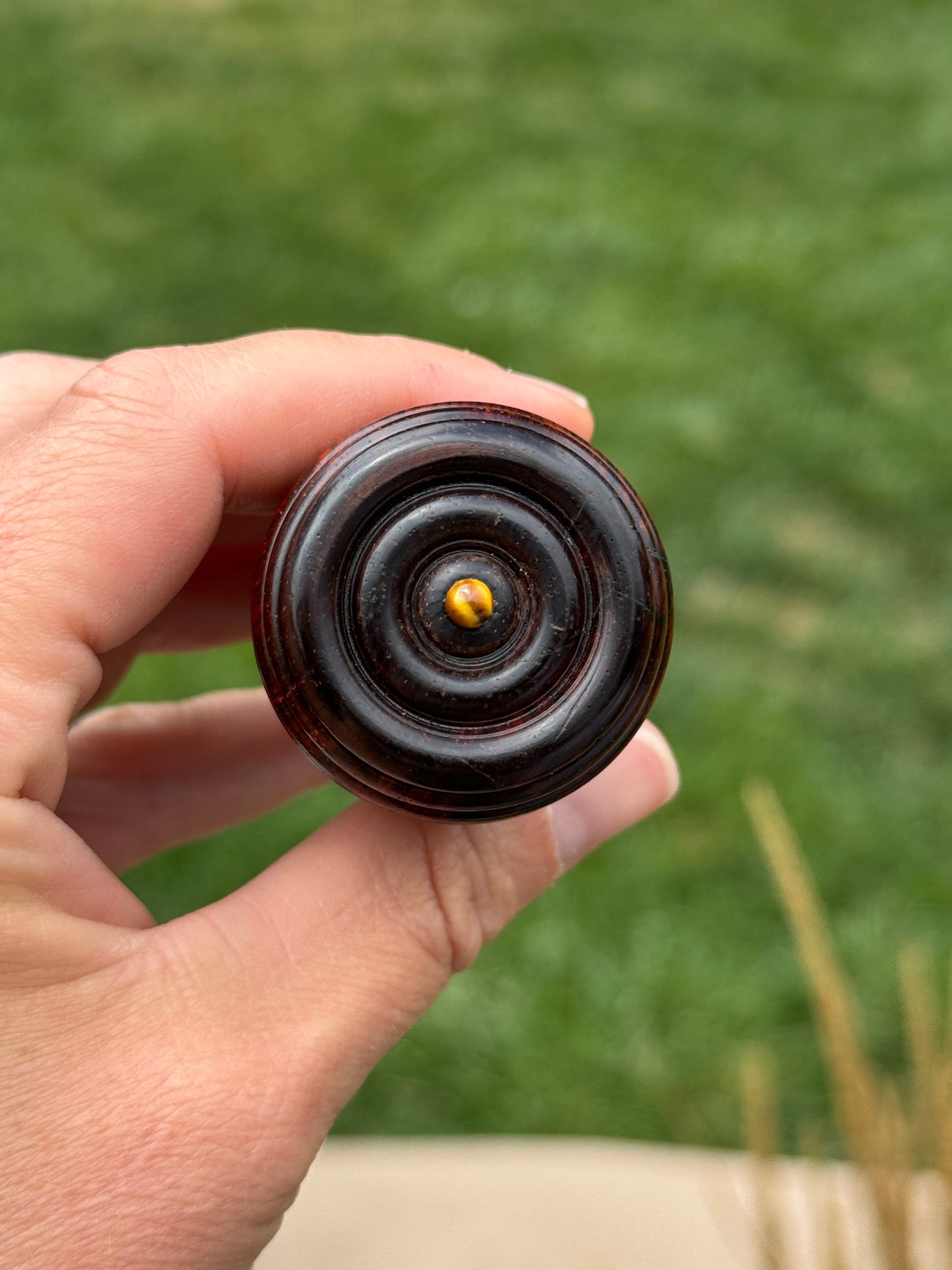 #123 - Cocobolo Wine Bottle Stopper with Tiger Eye Cabochon