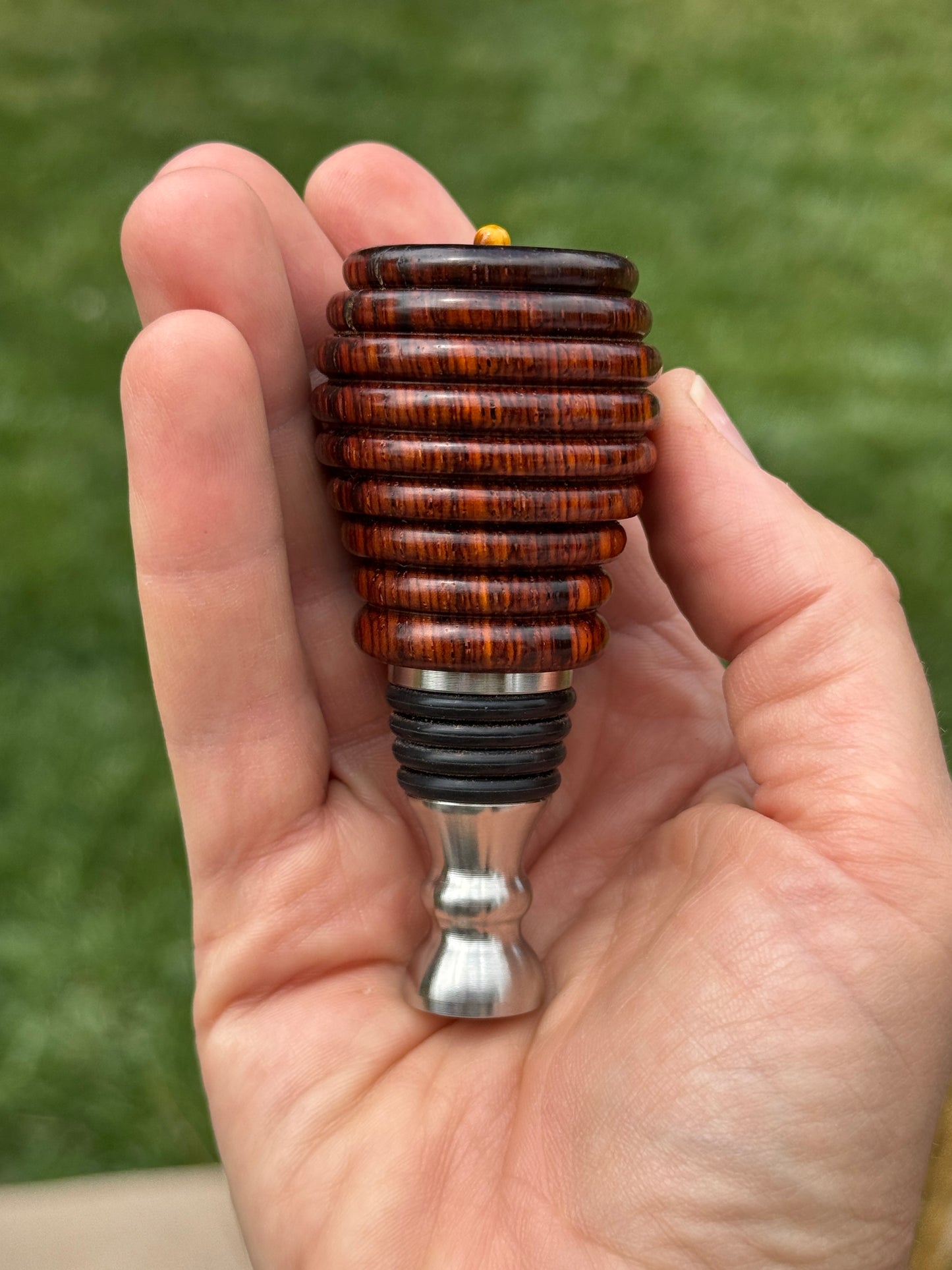 #123 - Cocobolo Wine Bottle Stopper with Tiger Eye Cabochon