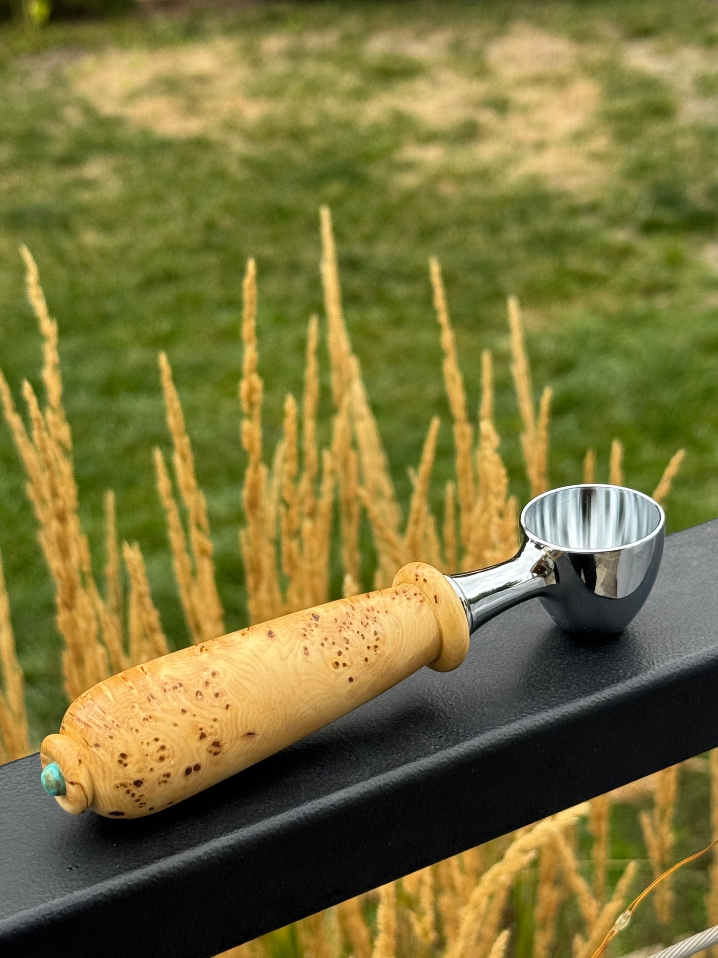 #134 - Cedar Burl Coffee Scoop with Sleeping Beauty Turquoise Cabochon