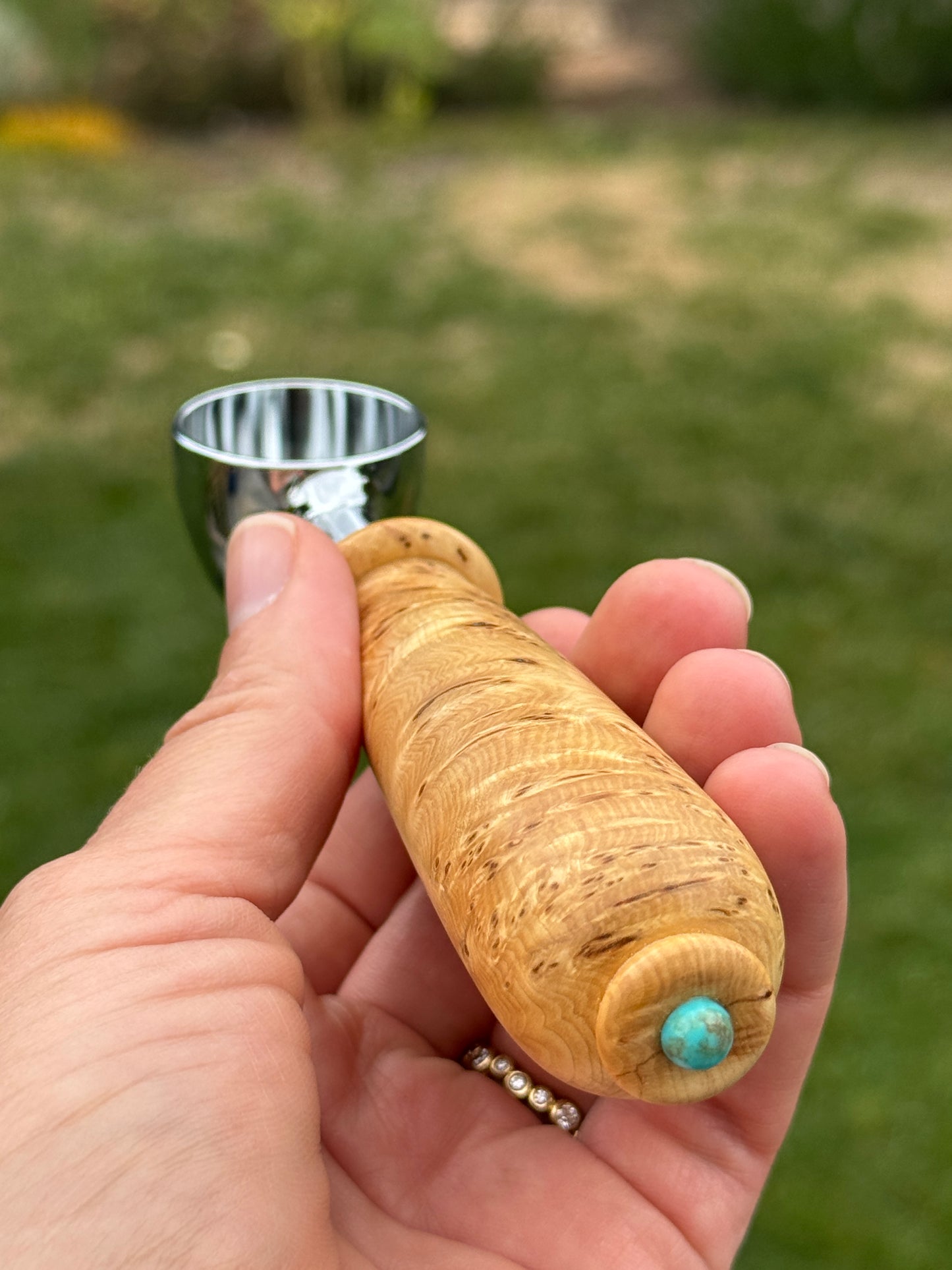 #134 - Cedar Burl Coffee Scoop with Sleeping Beauty Turquoise Cabochon