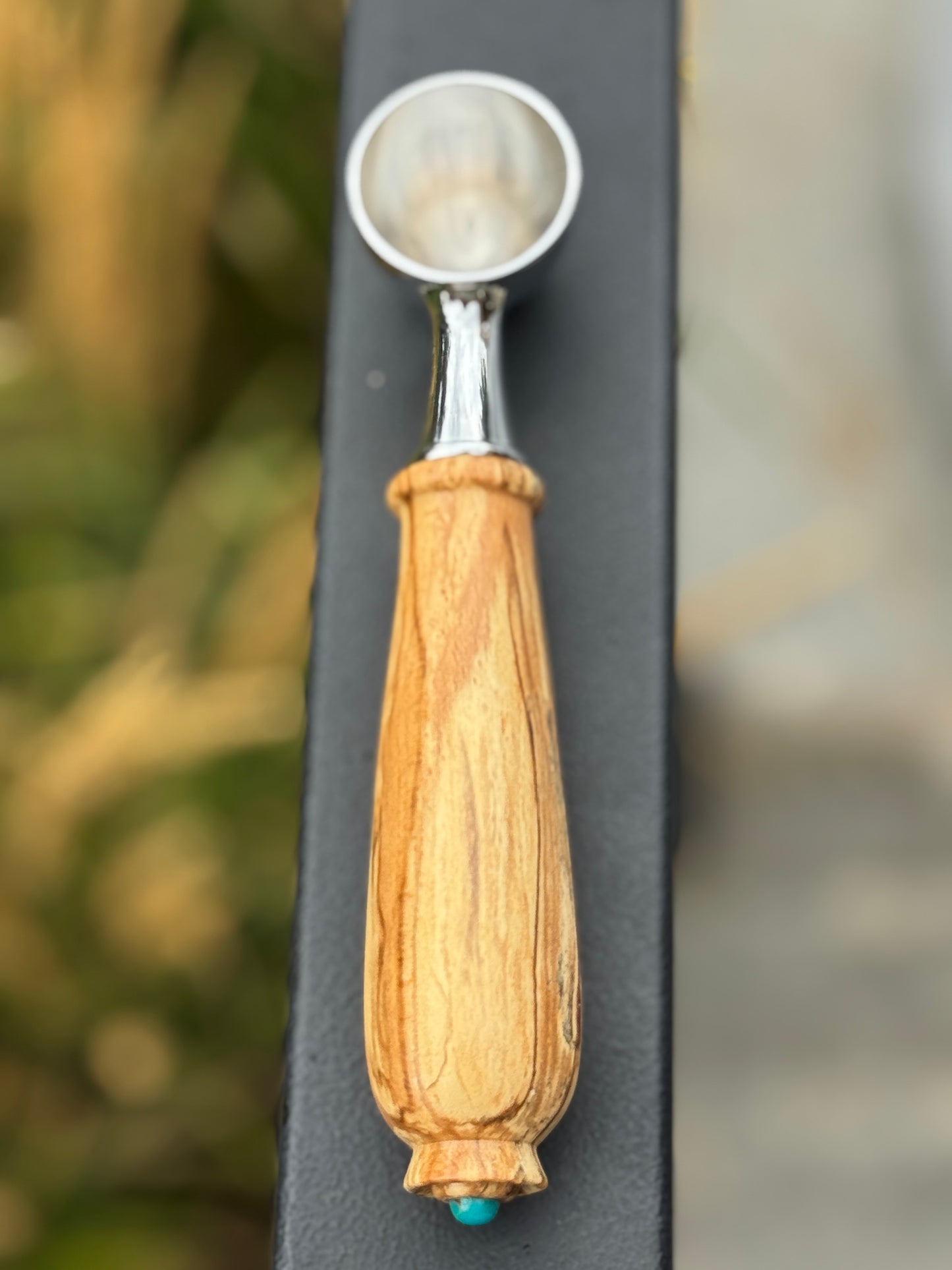 #135 - Spalted Beech Coffee Scoop with Fox Turquoise Cabochon