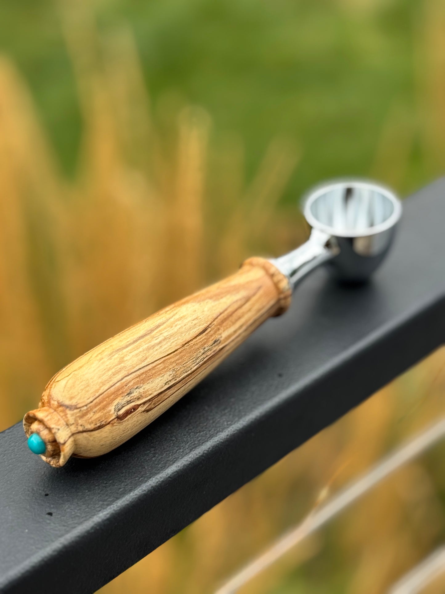 #135 - Spalted Beech Coffee Scoop with Fox Turquoise Cabochon
