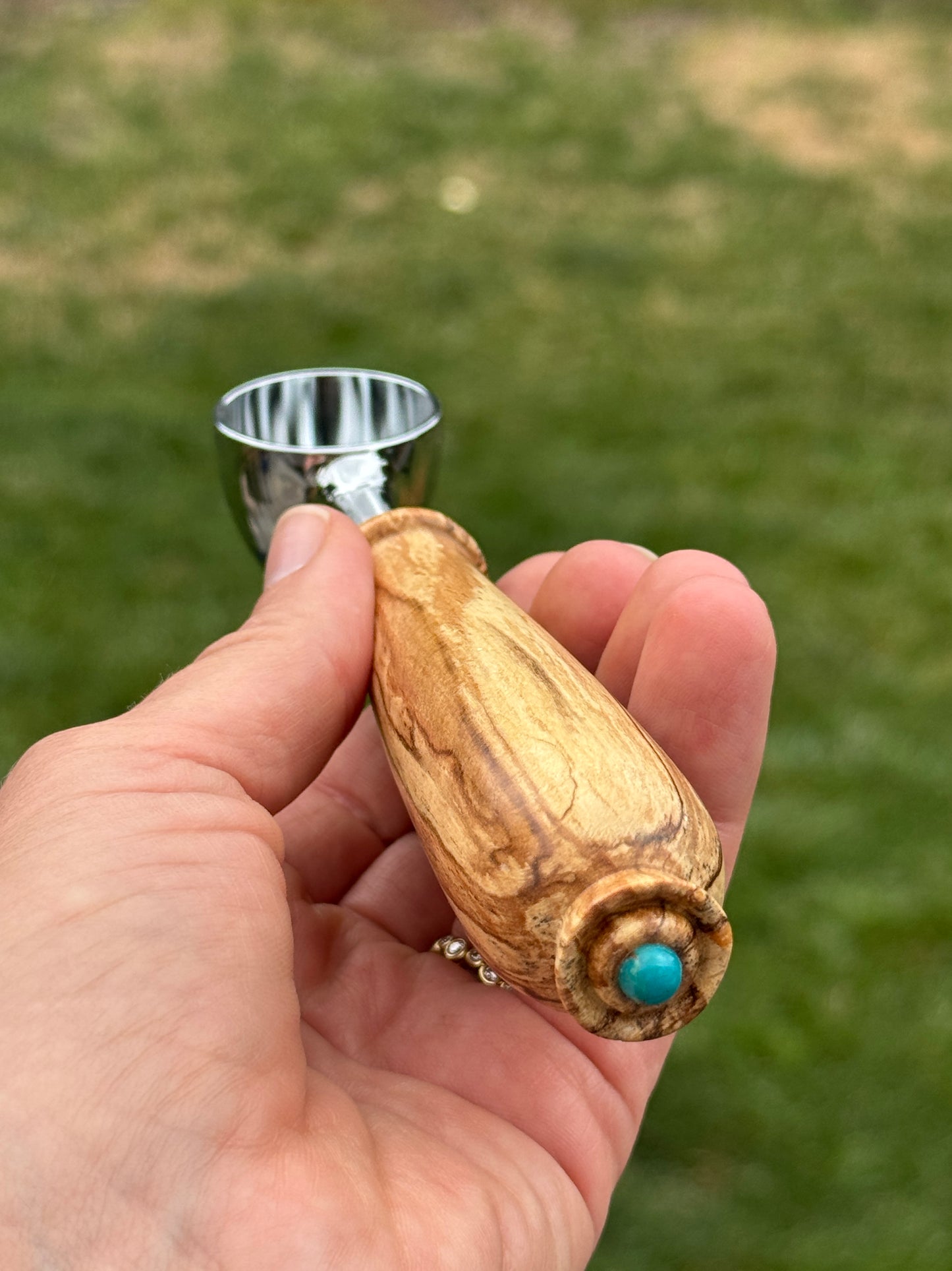 #135 - Spalted Beech Coffee Scoop with Fox Turquoise Cabochon
