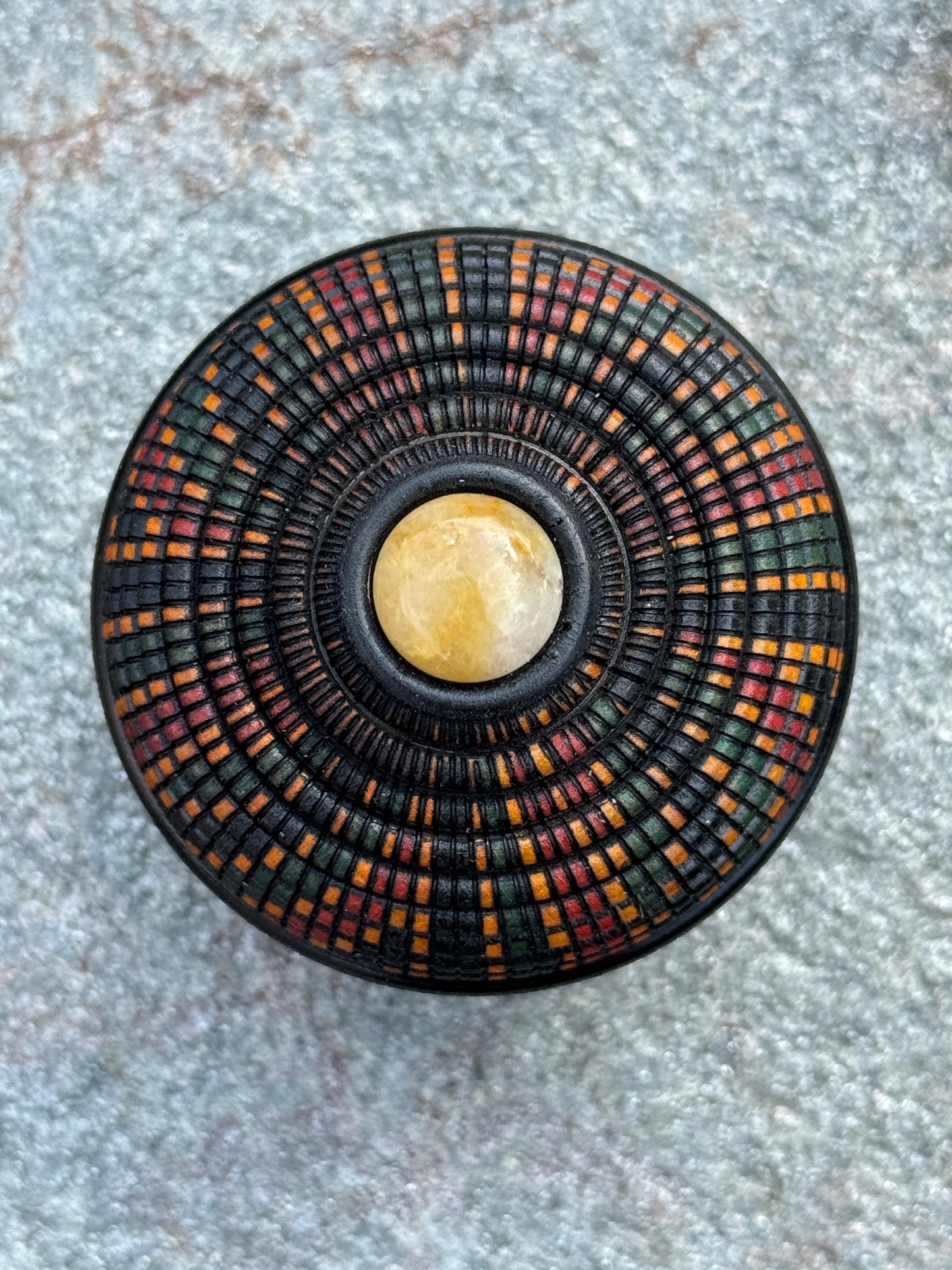 #139 - Zulu Herb Basket-Illusion Box with Yellow Quartz Cabochon