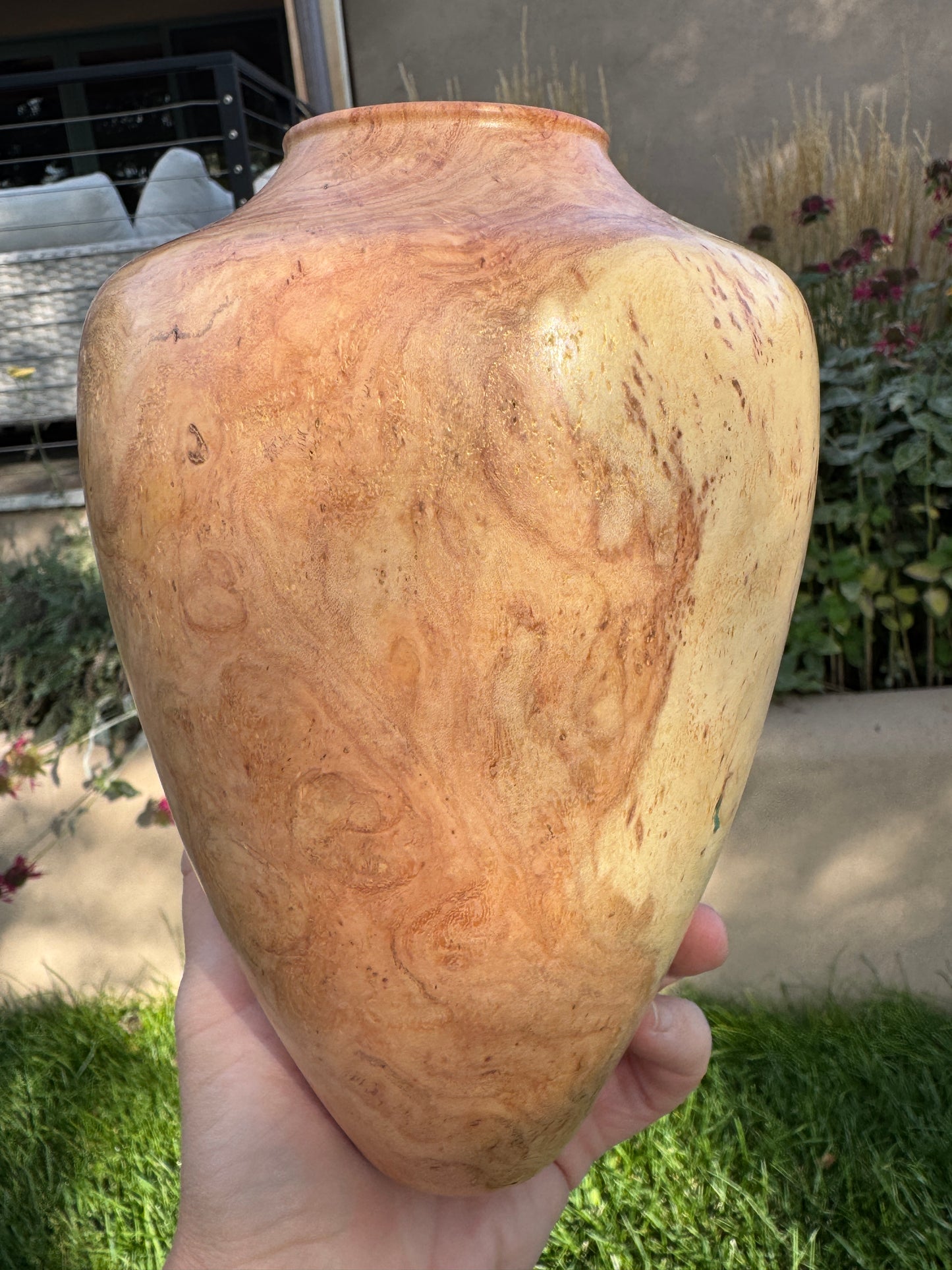 #159 - Honey Locust Burl Vessel with Fox Turquoise Inlay