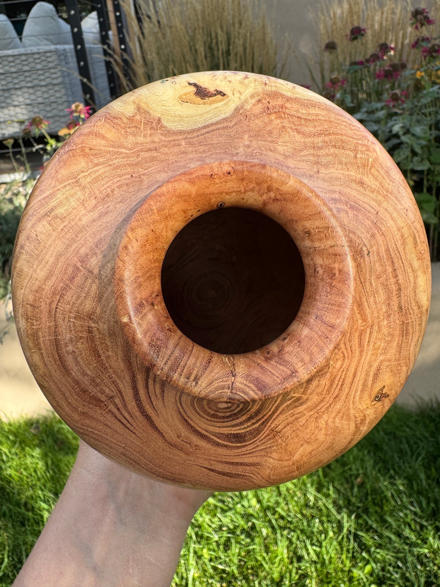 #159 - Honey Locust Burl Vessel with Fox Turquoise Inlay