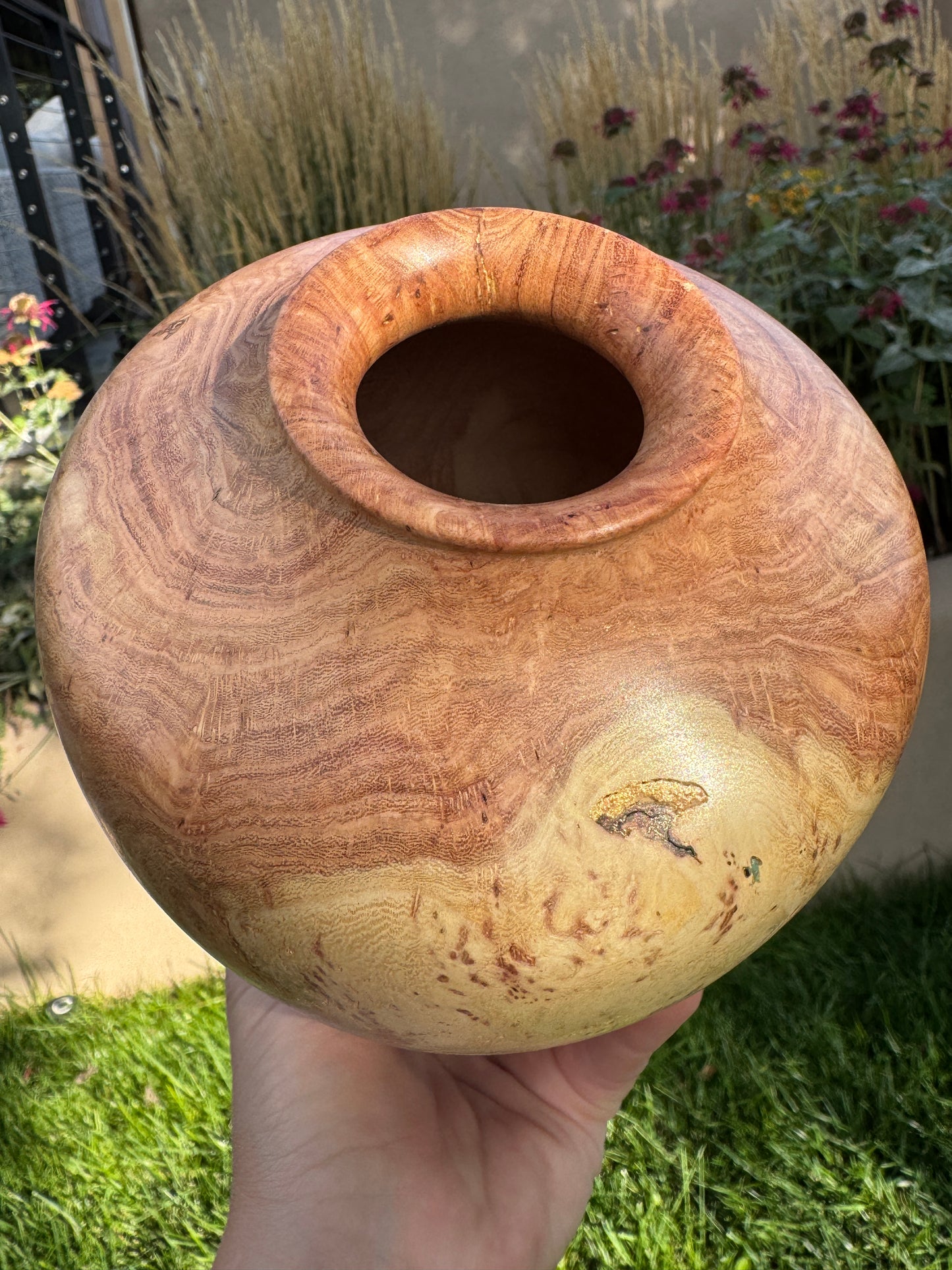 #159 - Honey Locust Burl Vessel with Fox Turquoise Inlay