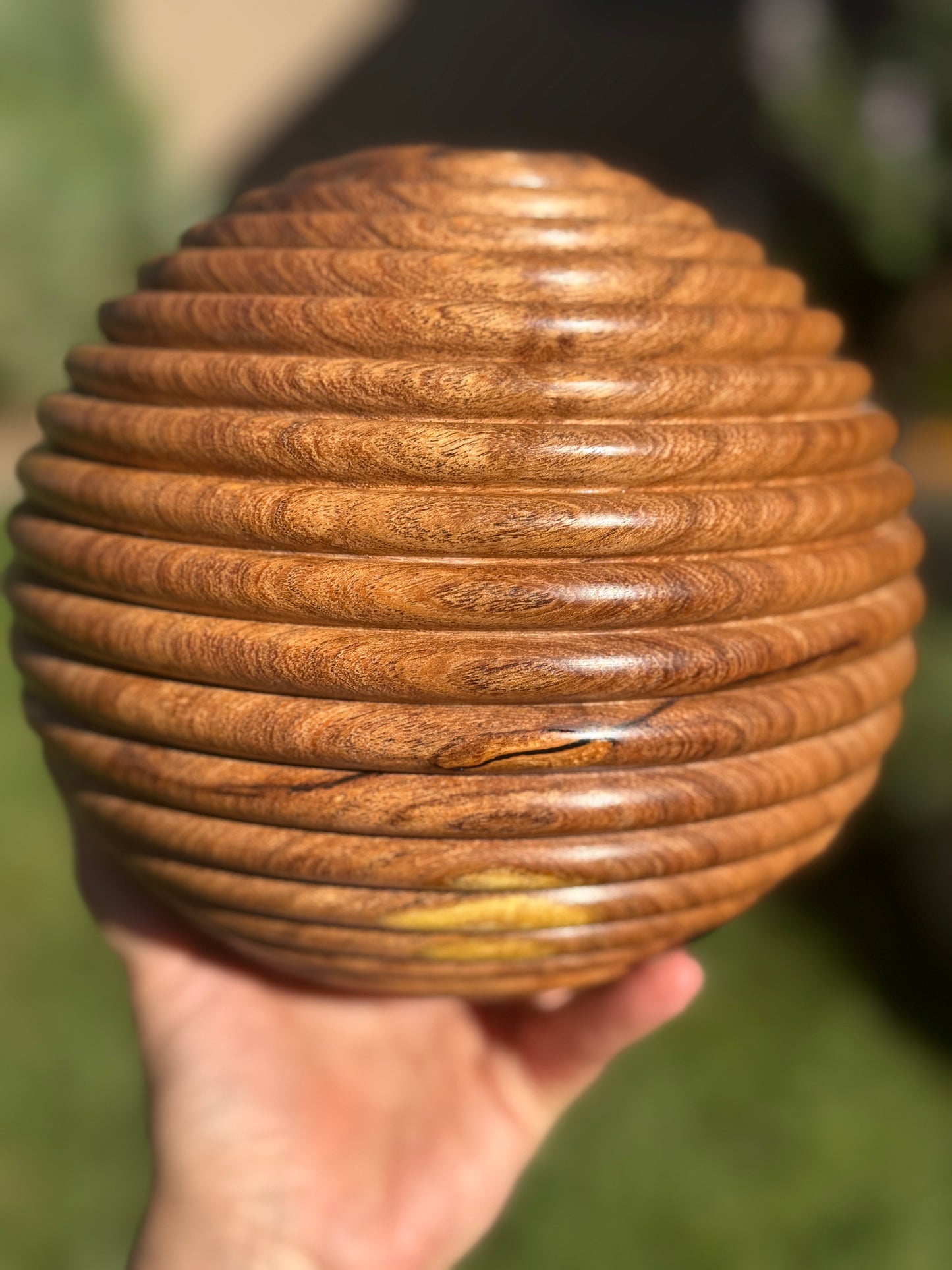 #168 - Mesquite Beaded Vessel with Black Inlay