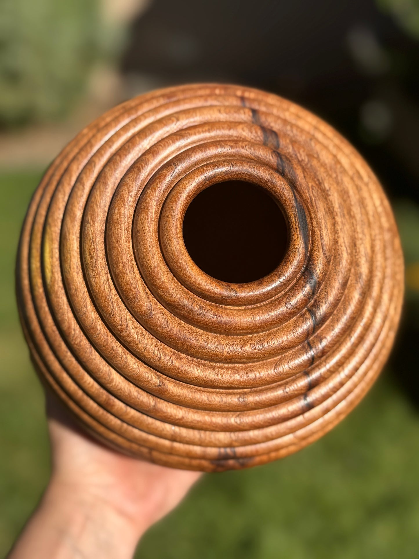 #168 - Mesquite Beaded Vessel with Black Inlay