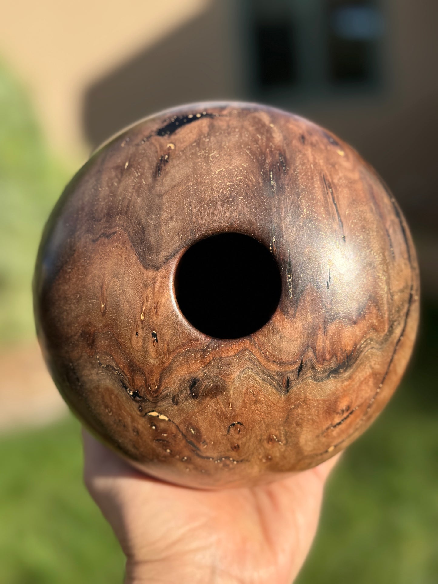 #170 - Claro Walnut Burl Vessel with Black Inlay