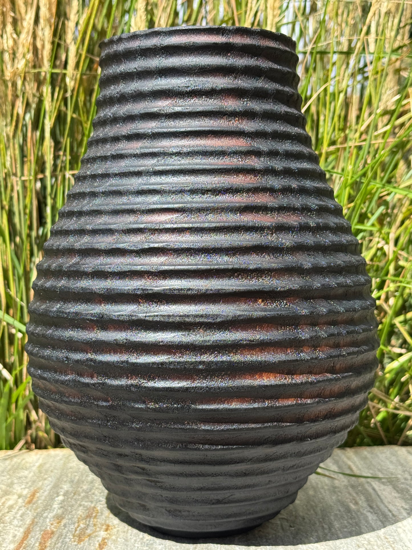 #171 - Large Mulberry Yakisugi Vessel with Scalloped Texture