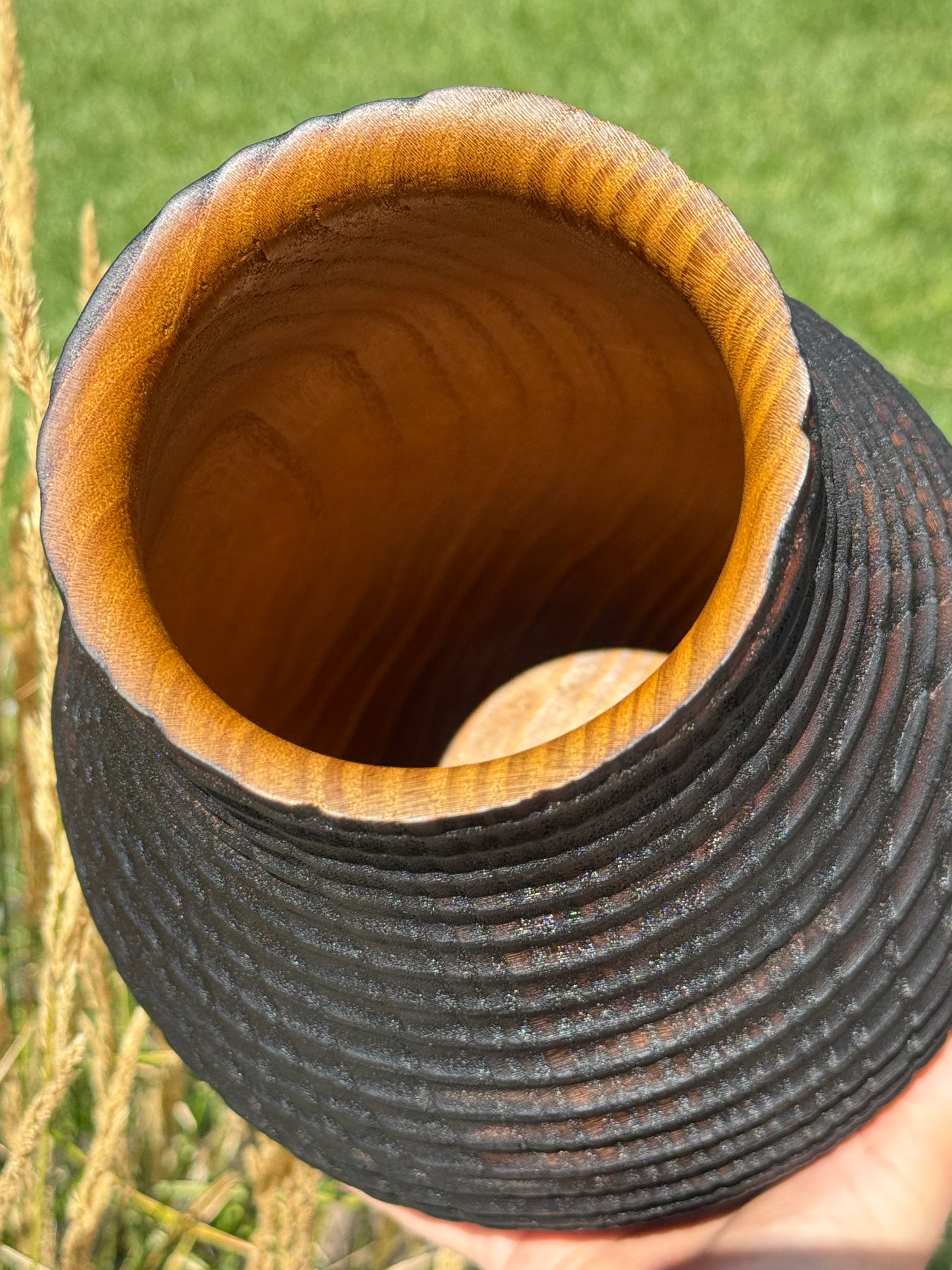 #171 - Large Mulberry Yakisugi Vessel with Scalloped Texture