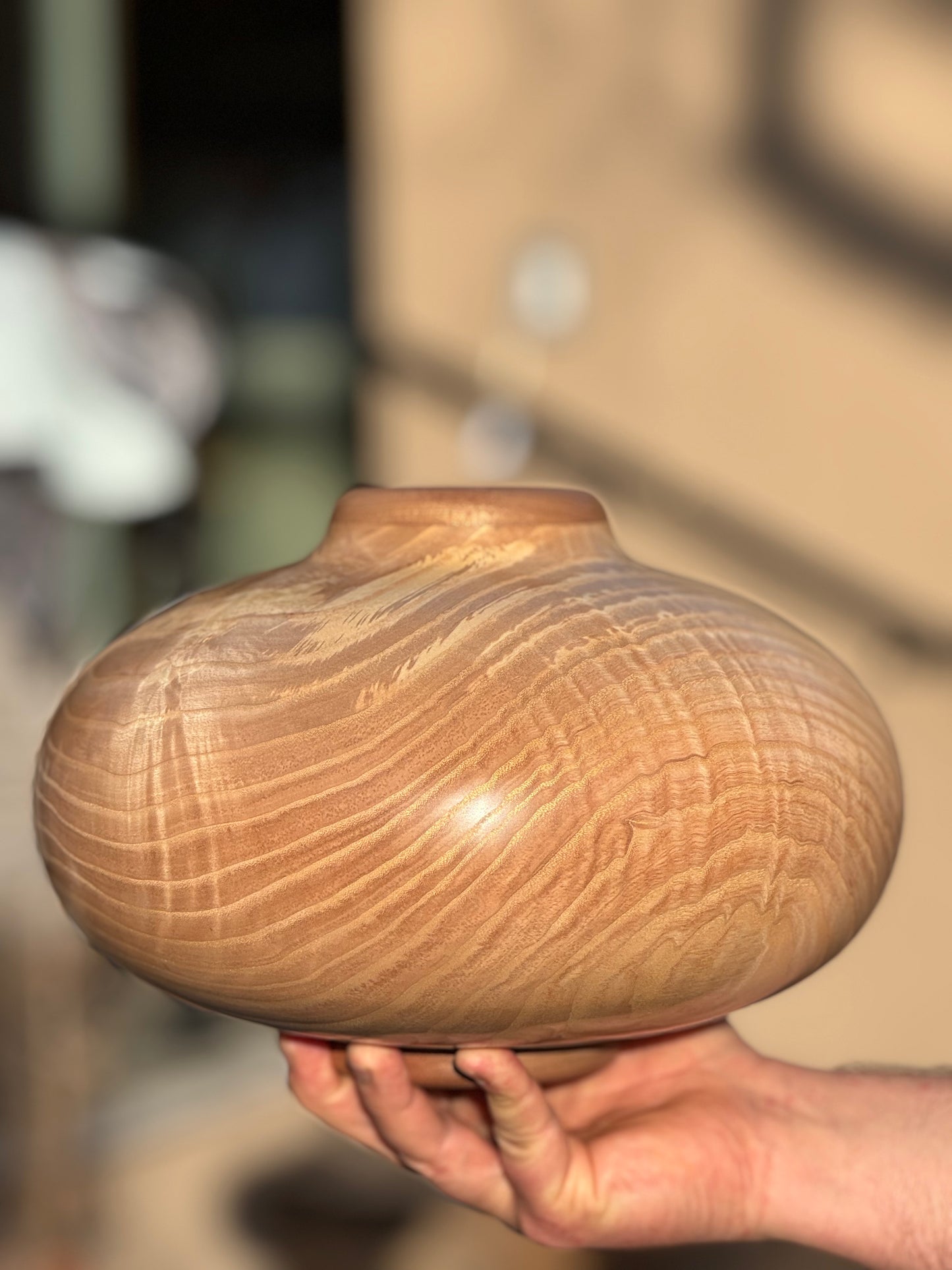 #80 Ash Vessel with Sapele Collar and Base