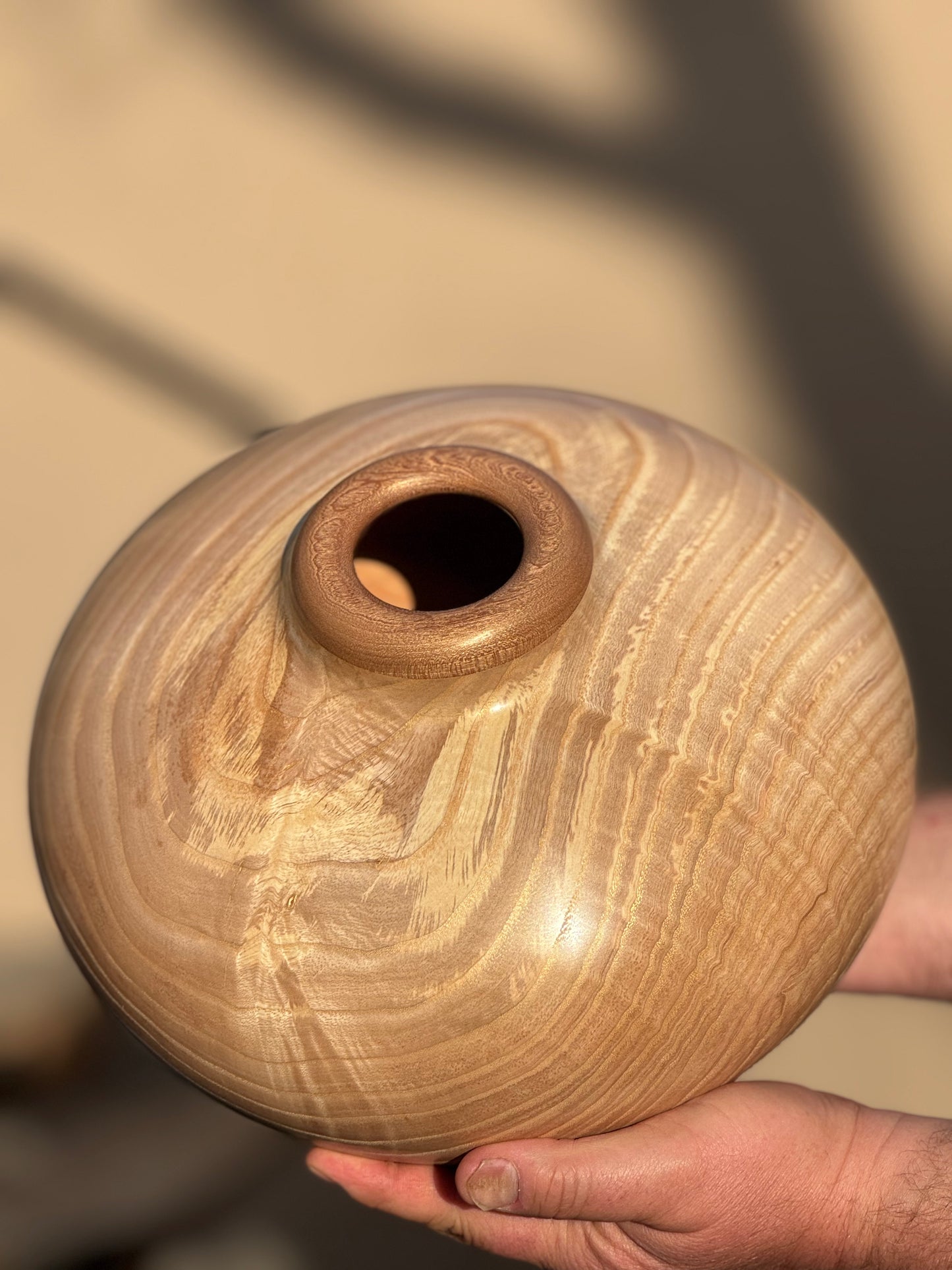 #80 Ash Vessel with Sapele Collar and Base