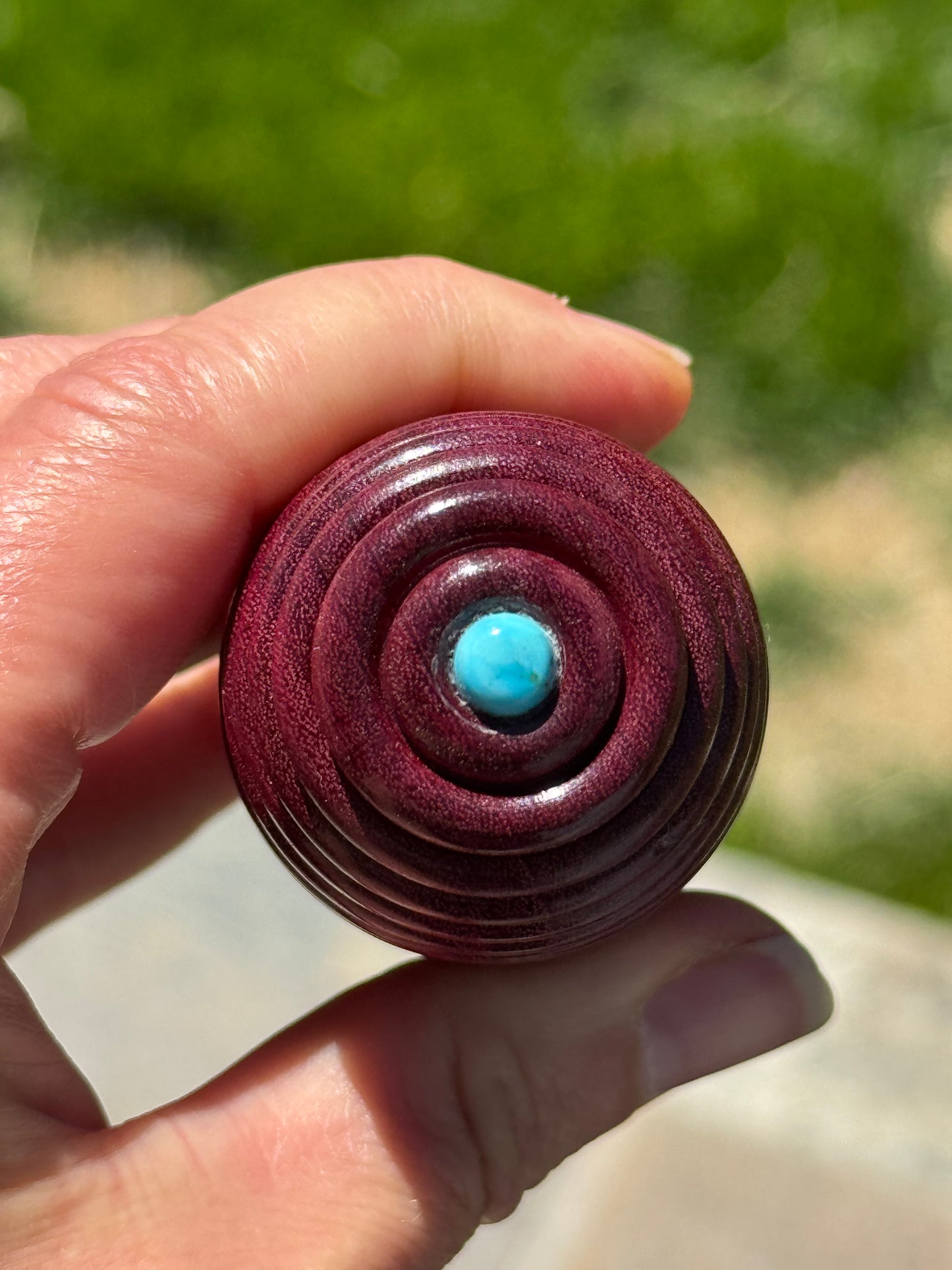 #76 Beaded Purpleheart Bottle Opener with Turquoise Cabochon