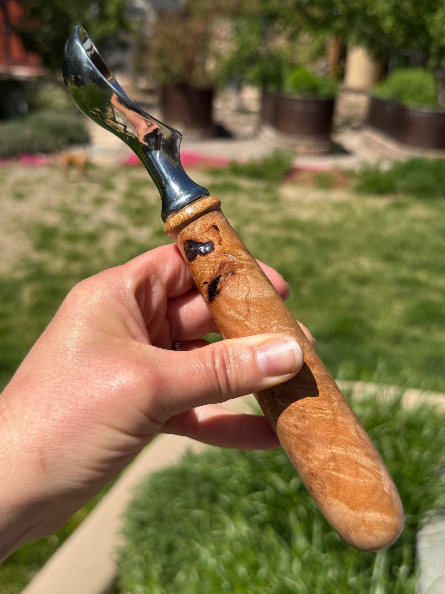 #87 - Maple Burl Ice Cream Scoop with Epoxy Inlay