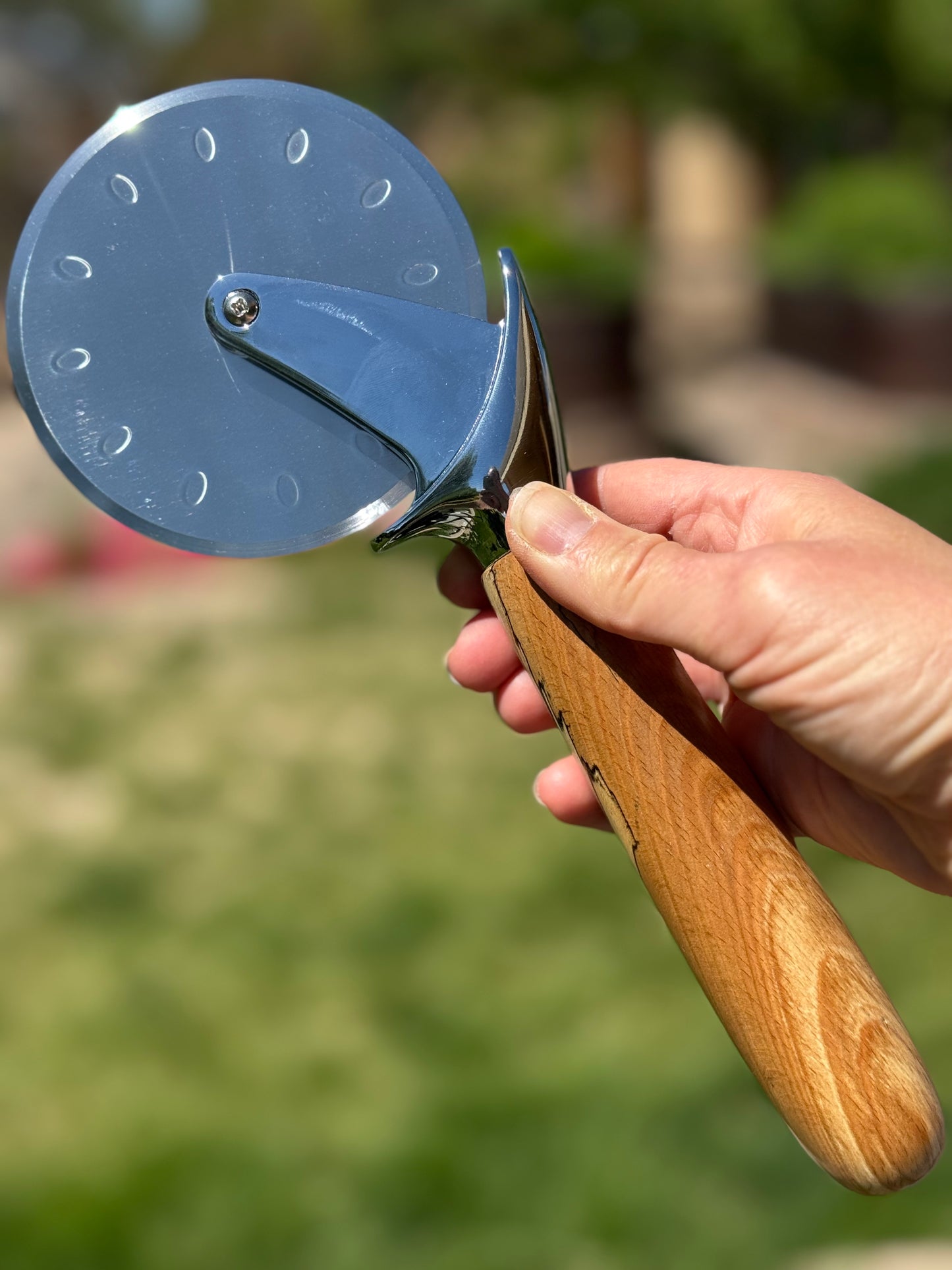 #88 - Spalted Beech Pizza Cutter with Turquoise Cabochon