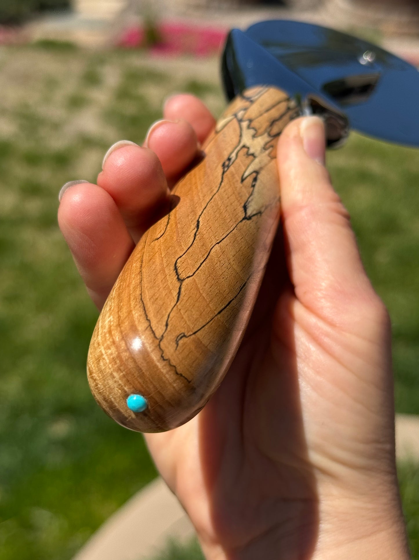#88 - Spalted Beech Pizza Cutter with Turquoise Cabochon