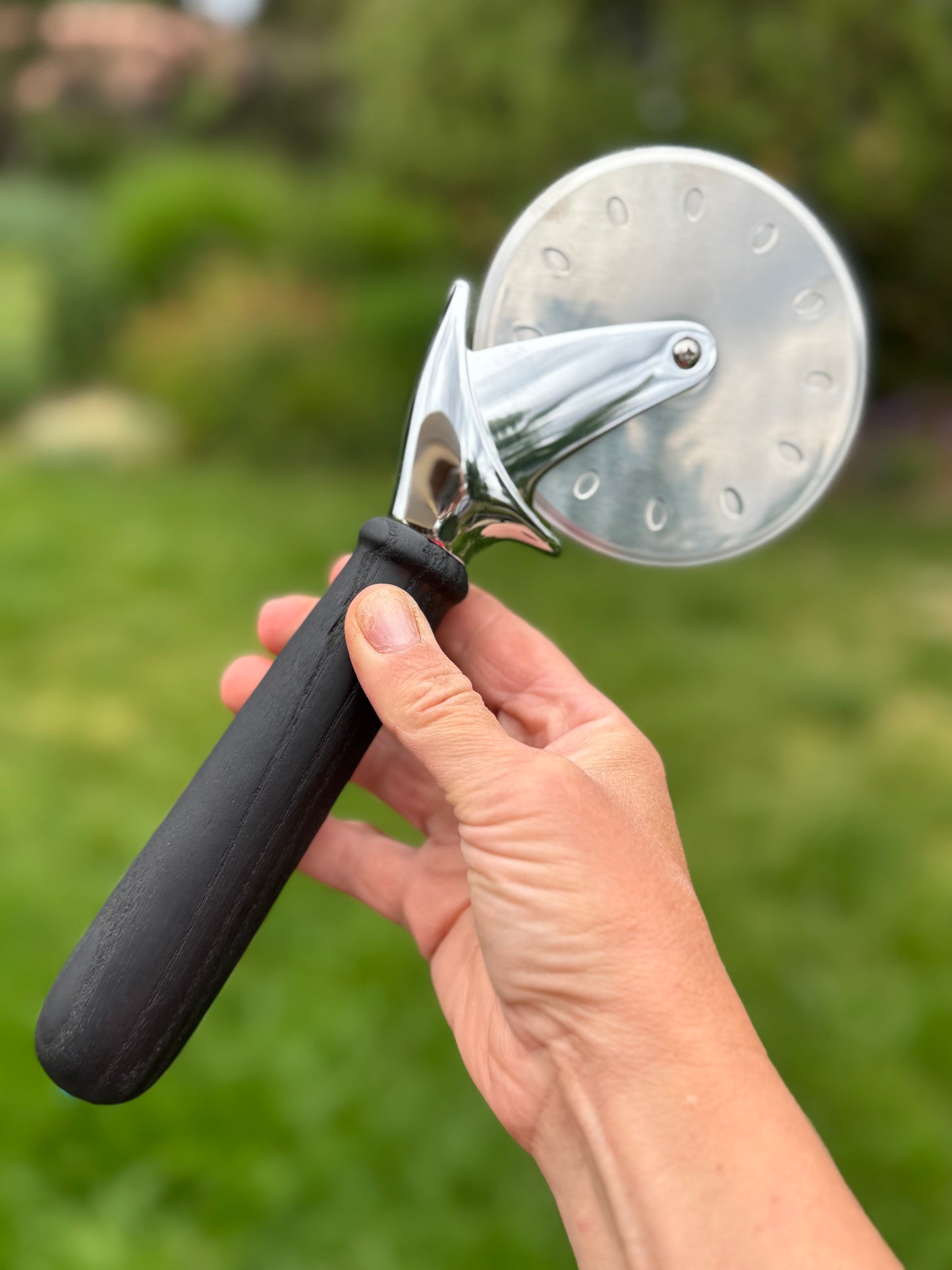 #97 - Yakisugi Pizza Cutter with Fox Turquoise Cabochon