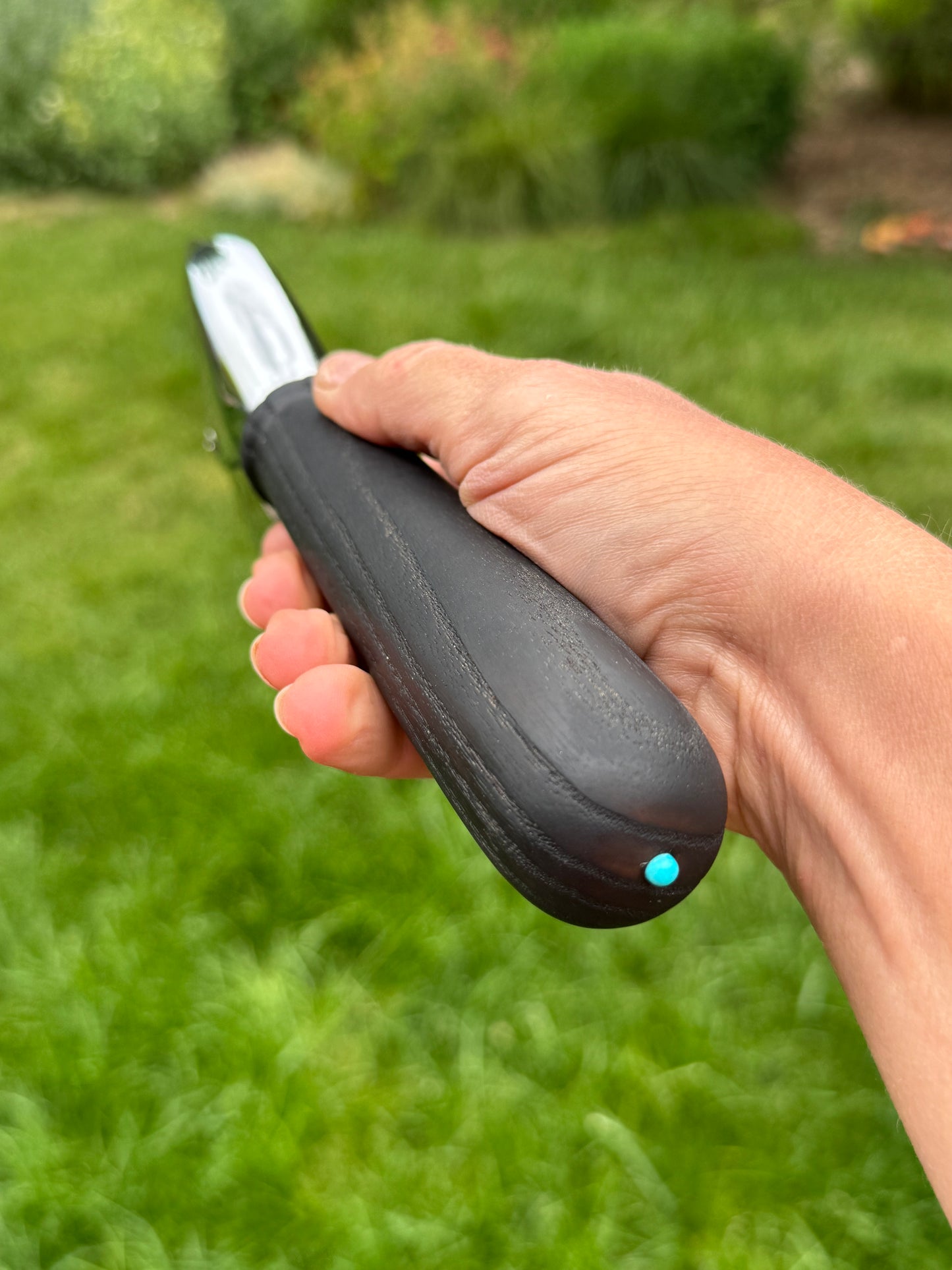 #97 - Yakisugi Pizza Cutter with Fox Turquoise Cabochon