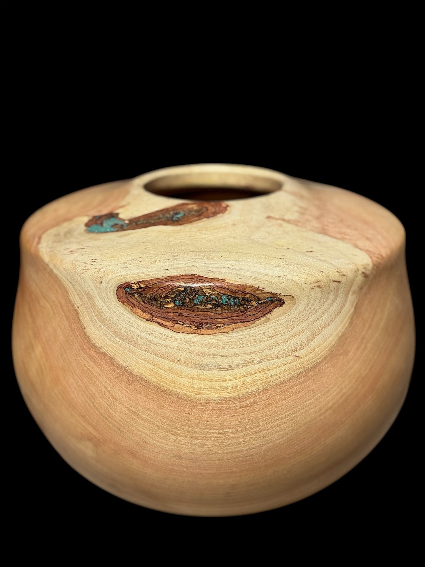 #71 Honey Locust Vessel with Kingman Turquoise Inlay