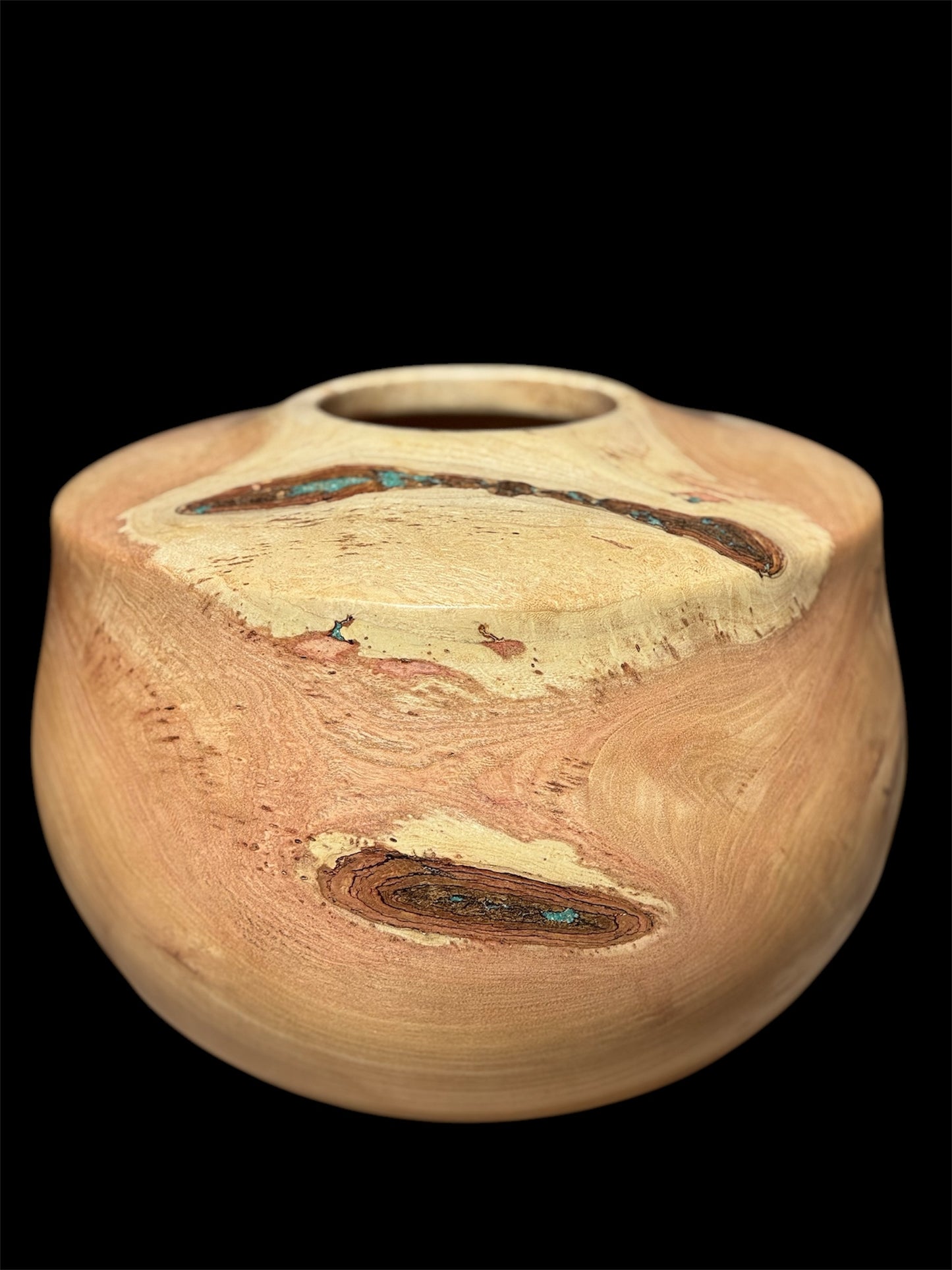 #71 Honey Locust Vessel with Kingman Turquoise Inlay