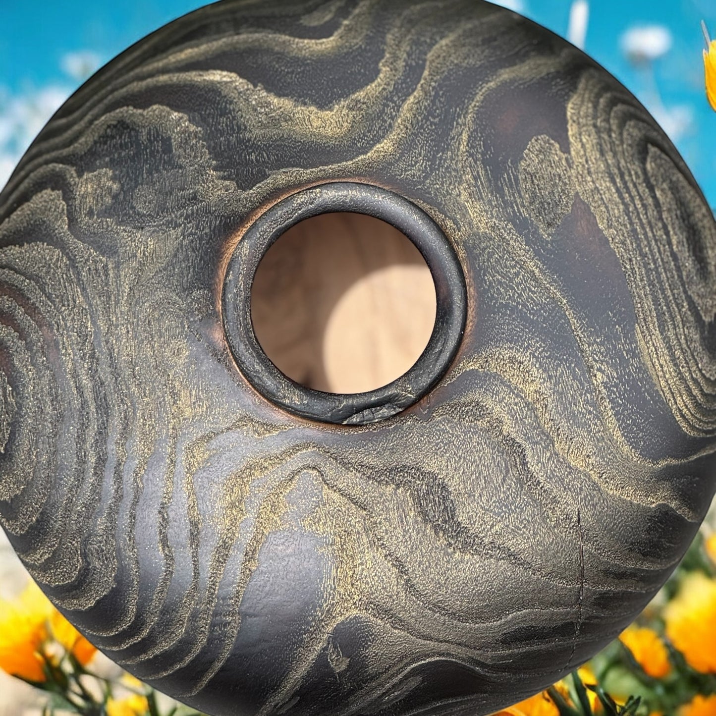 #114 - Yakisugi Ash Vessel with Gold Wax Finish