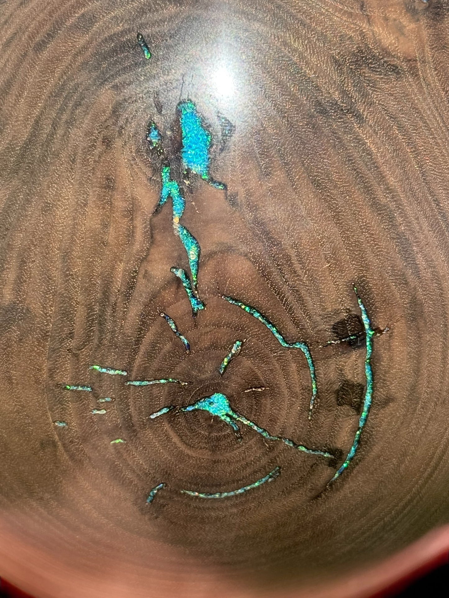 #115 - Walnut Vessel with Aquamarine Blue Opal Inlay