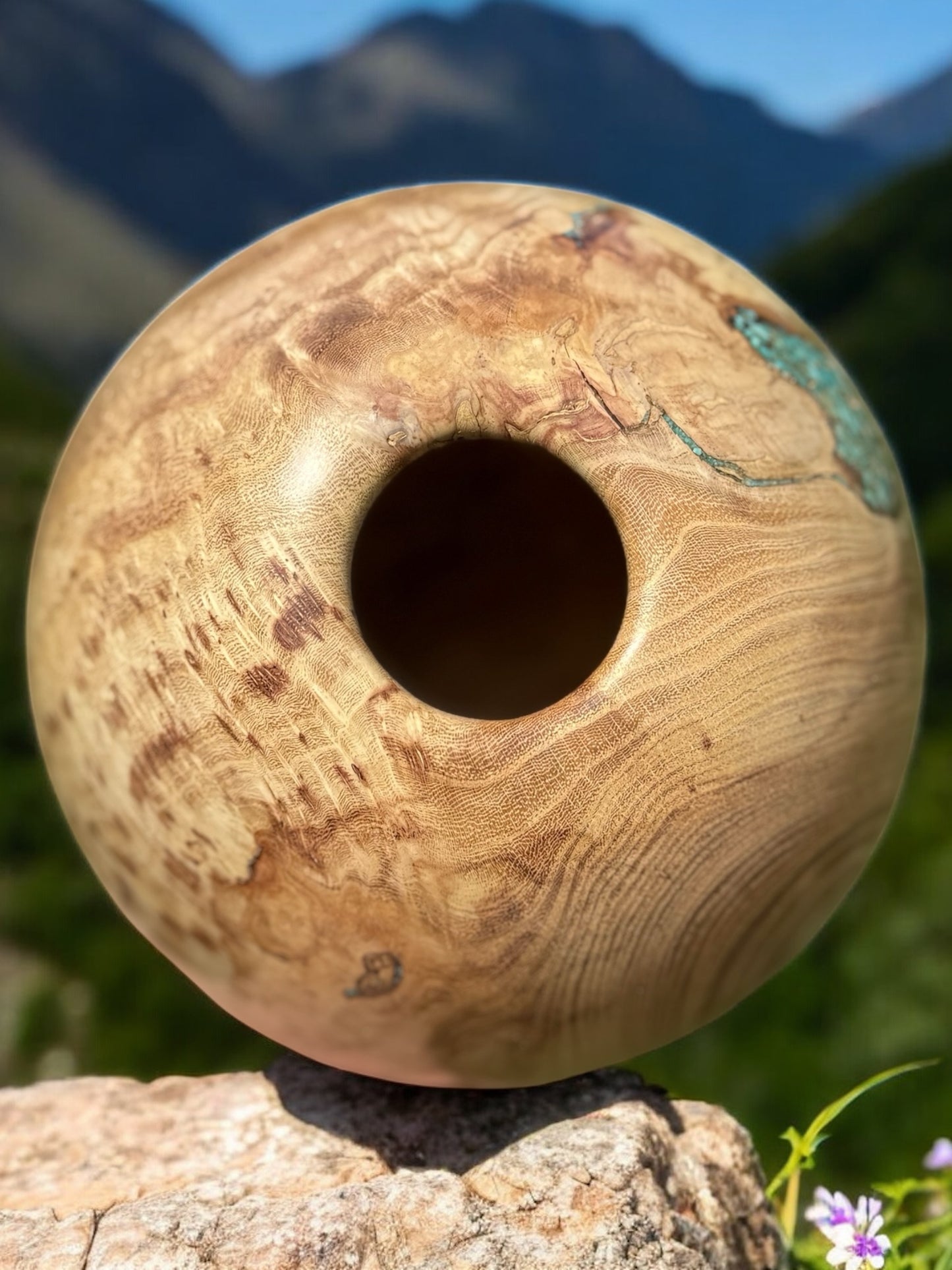 #113 - Honey Locust Burl Vessel with Fox Turquoise Inlay