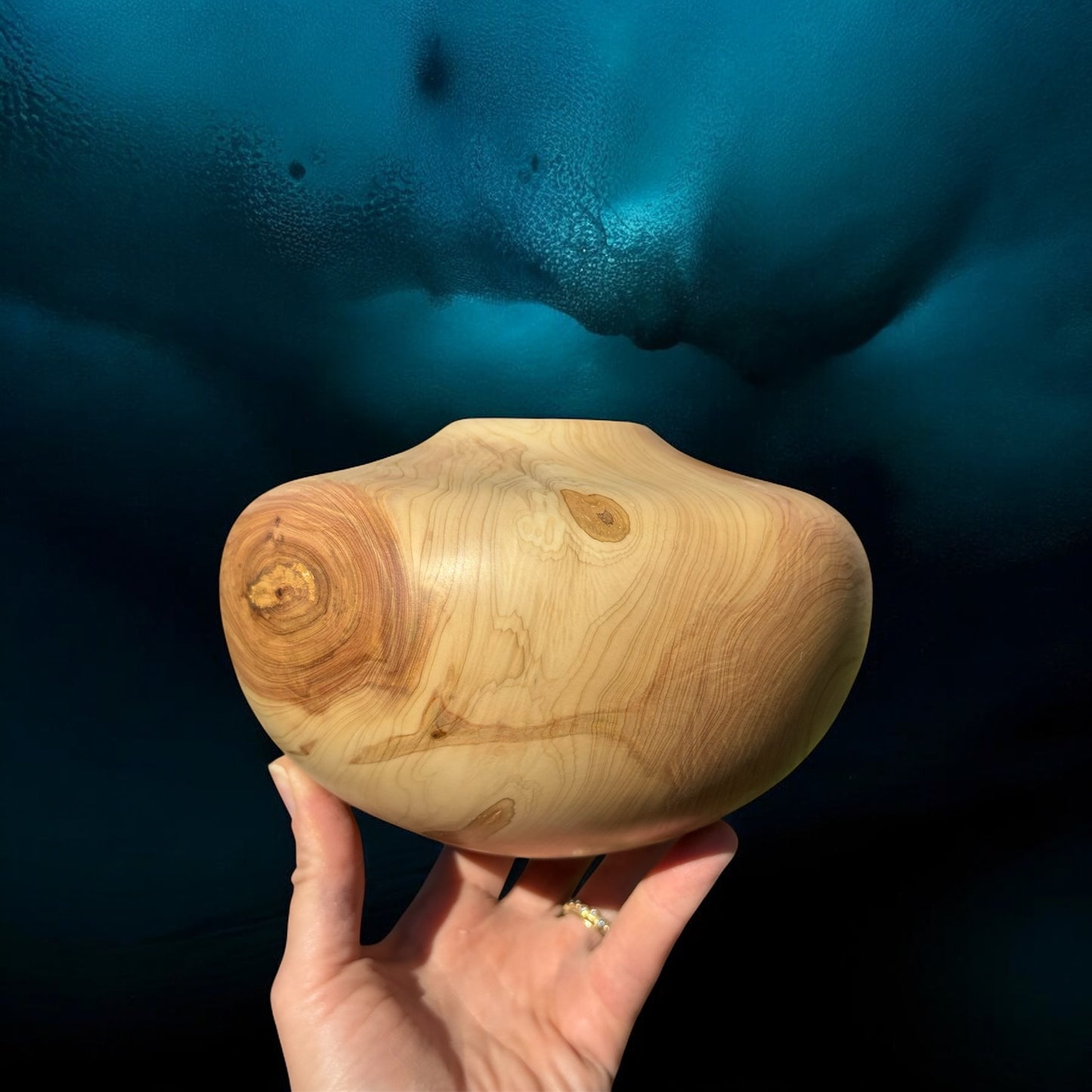 #112 - Alligator Juniper Vessel with Fox Turquoise Inlay