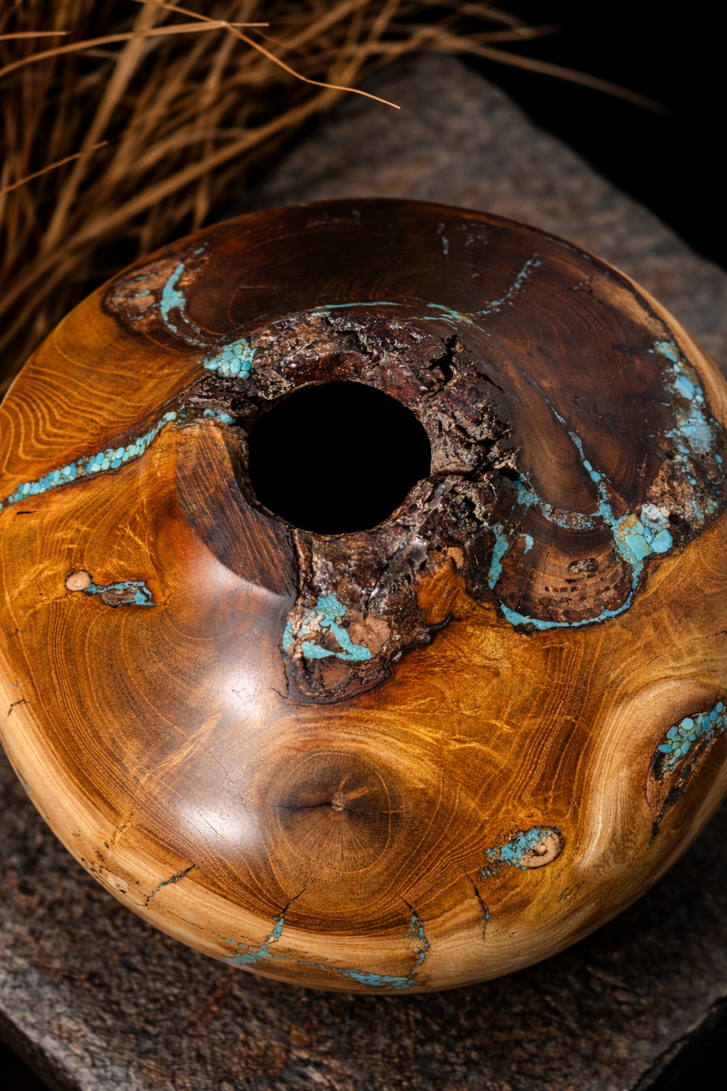 #198 - Mulberry "4 Seasons" Vessel with Kingman Turquoise Inlay