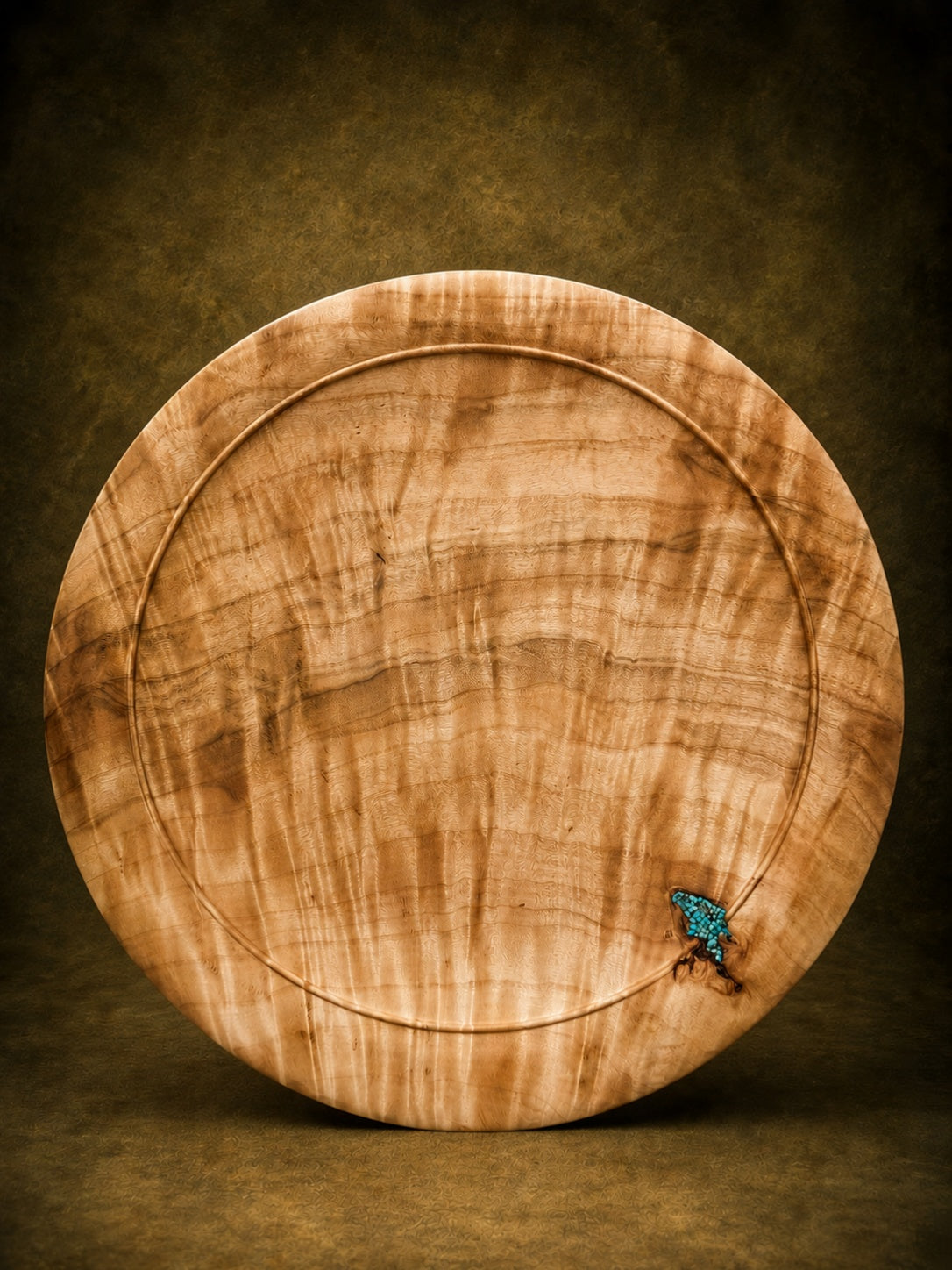 #200 - XL Great Basin Poplar Platter with Kingman Turquoise Inlay