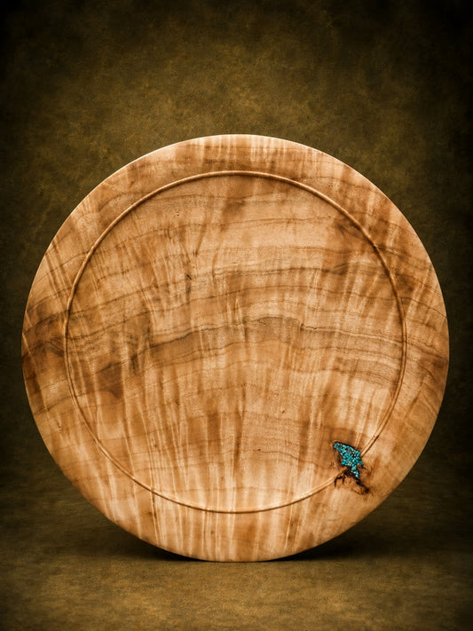 #200 - XL Great Basin Poplar Platter with Kingman Turquoise Inlay