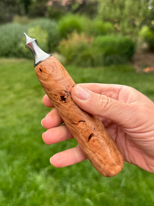 #95 - Maple Burl Ice Breaker/Pick with Fox Turquoise Cabochon