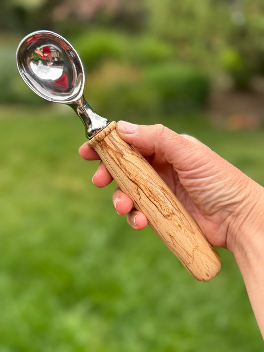 #93 - Spalted Beech Ice Cream Scoop with Fox Turquoise Cabochon