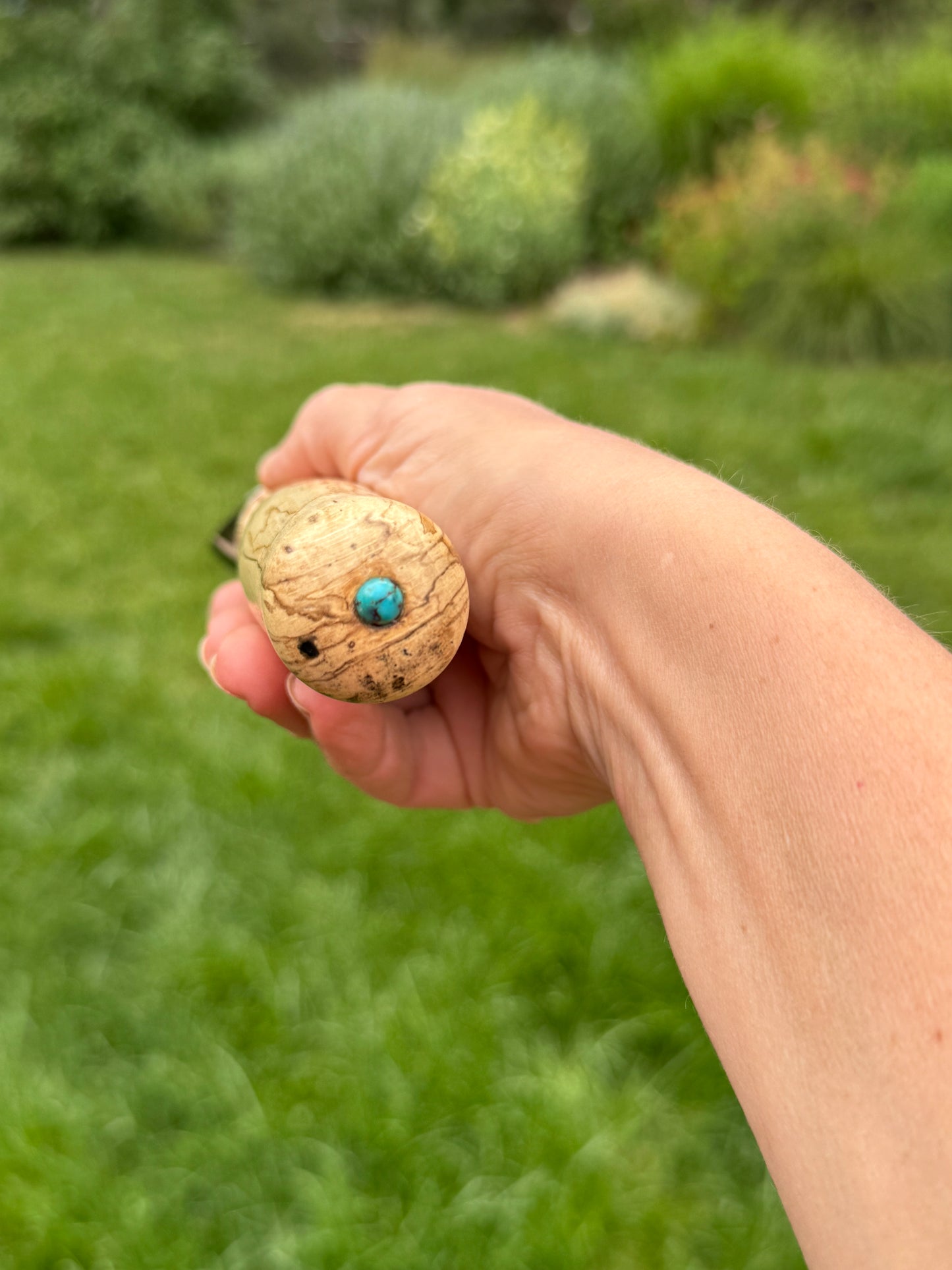 #93 - Spalted Beech Ice Cream Scoop with Fox Turquoise Cabochon