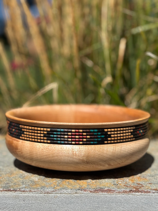 #122 - Basket Illusion Banded Maple Bowl