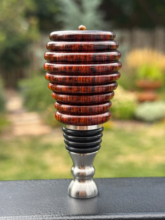 #123 - Cocobolo Wine Bottle Stopper with Tiger Eye Cabochon