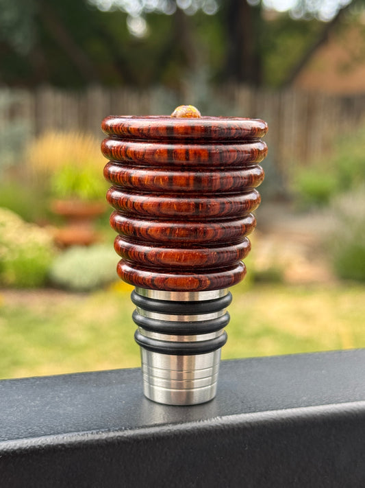 #124 - Cocobolo Whiskey Bottle Stopper with Amber Cabochon