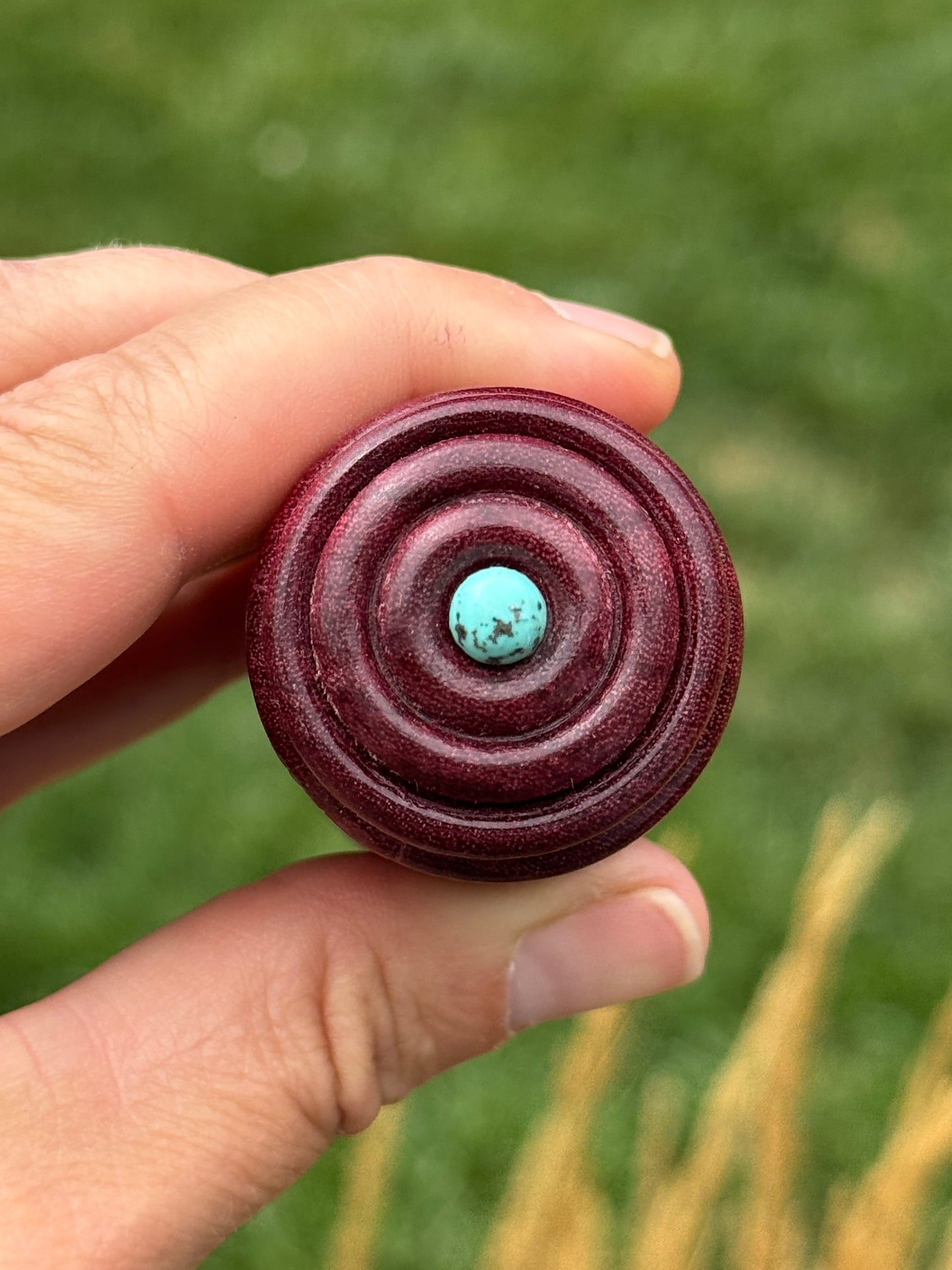 #127 - Purpleheart Bottle Opener with Sleeping Beauty Turquoise Cabochon