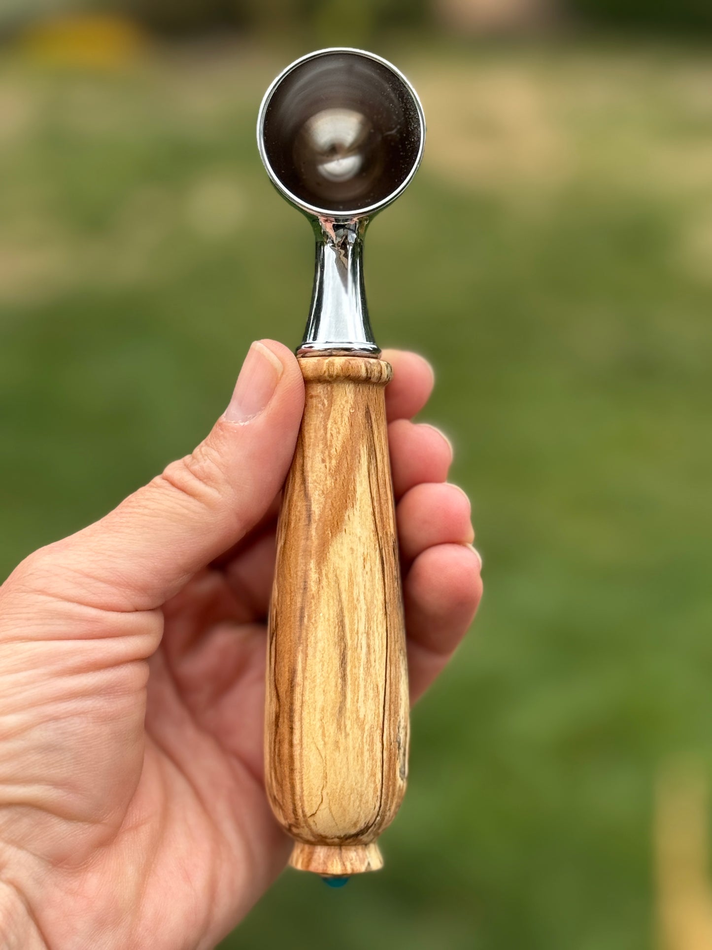 #135 - Spalted Beech Coffee Scoop with Fox Turquoise Cabochon