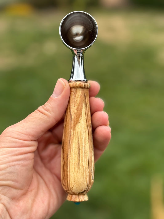#135 - Spalted Beech Coffee Scoop with Fox Turquoise Cabochon