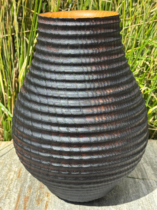 #171 - Large Mulberry Yakisugi Vessel with Scalloped Texture